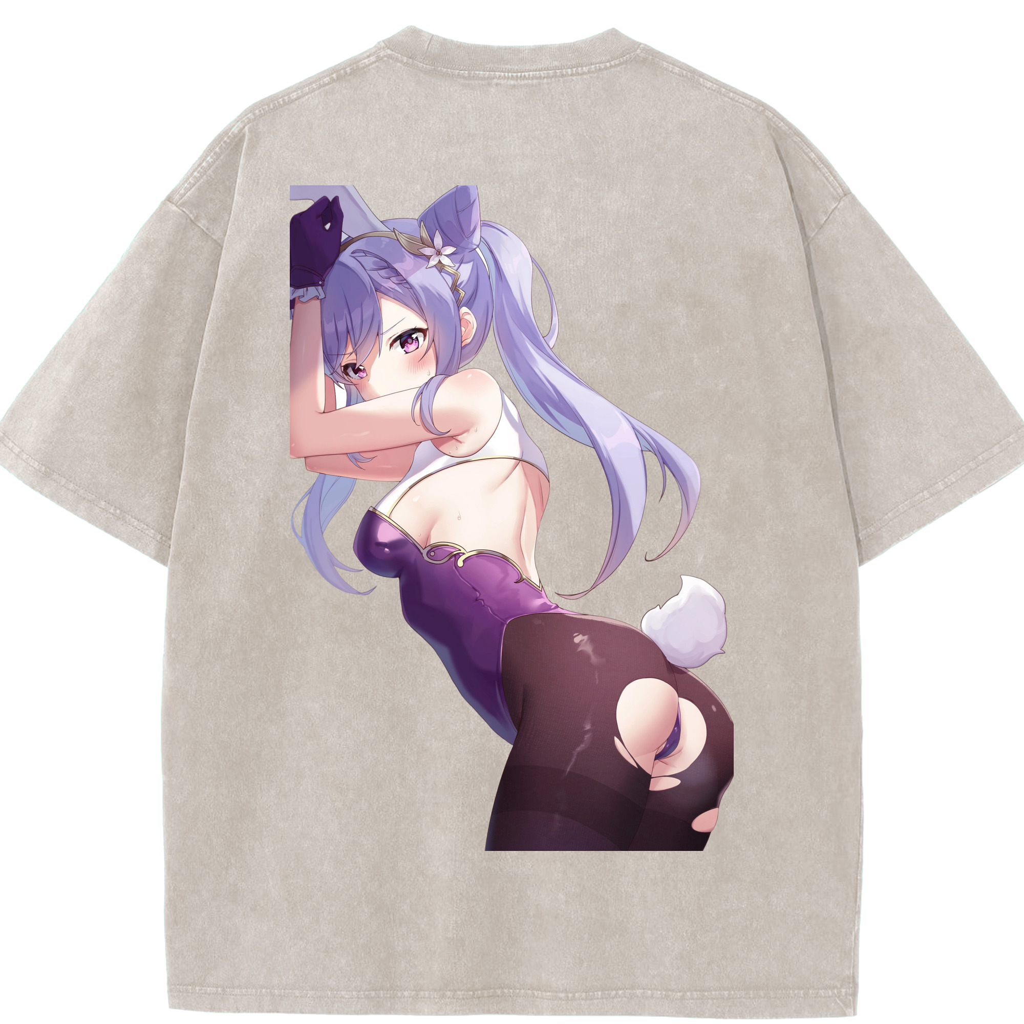 げんし神 刻晴 こくせい genshin Kokusei 綿100% ヴィンテージ風 半袖Tシャツ（背面プリント）