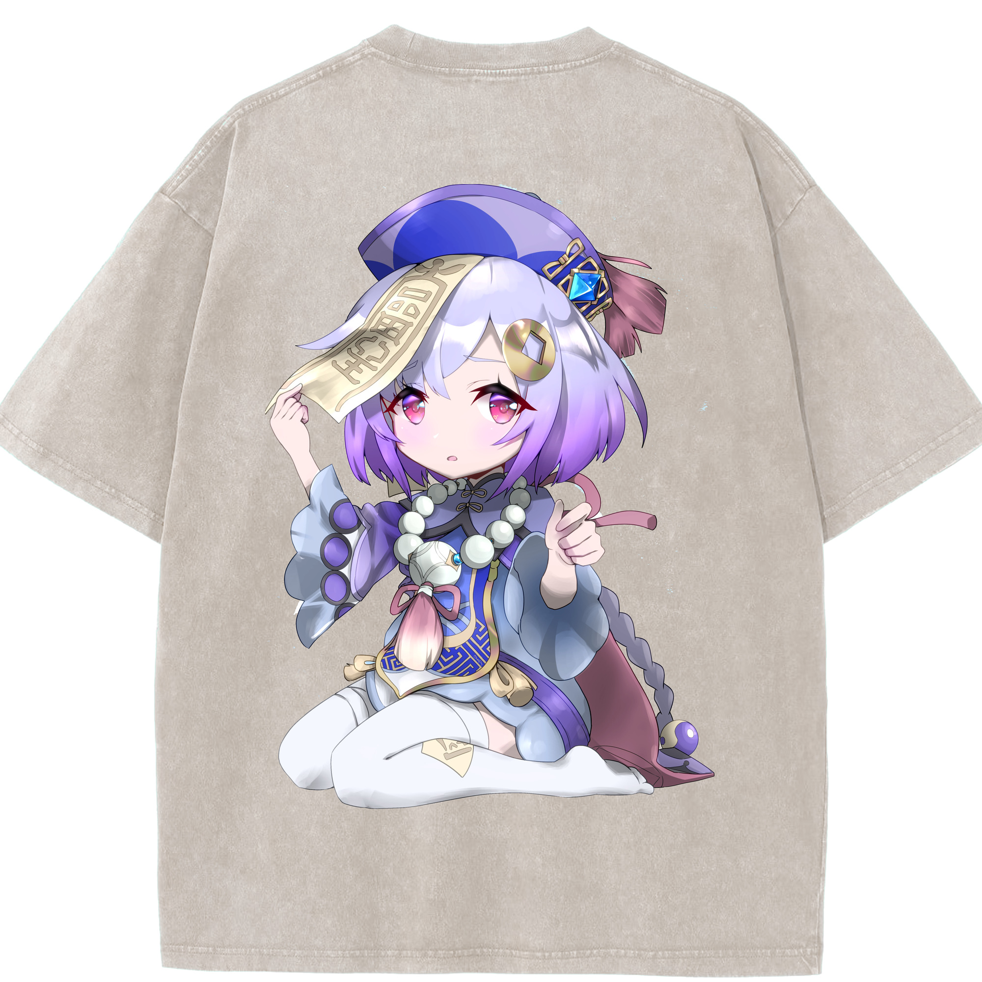 げんし神 七七 なな  genshin Nana 綿100% ヴィンテージ風 半袖Tシャツ（背面プリント）