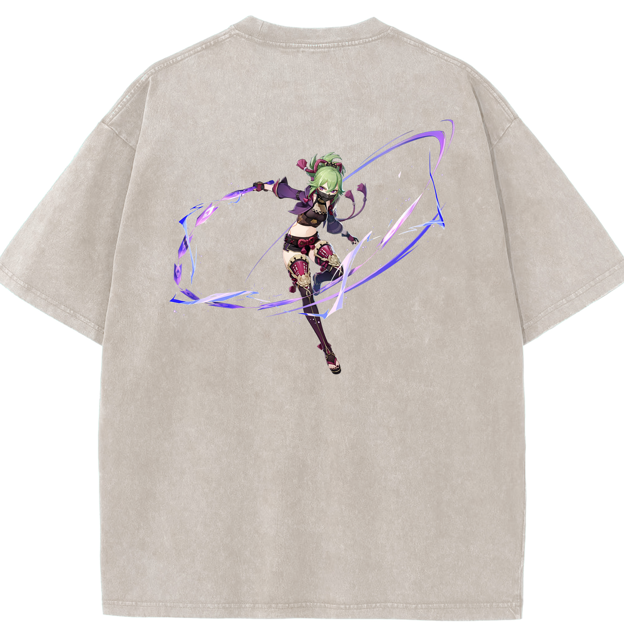げんし神  久岐忍 くき しのぶ genshin Kuki Shinobu 綿100% ヴィンテージ風 半袖Tシャツ（背面プリント）