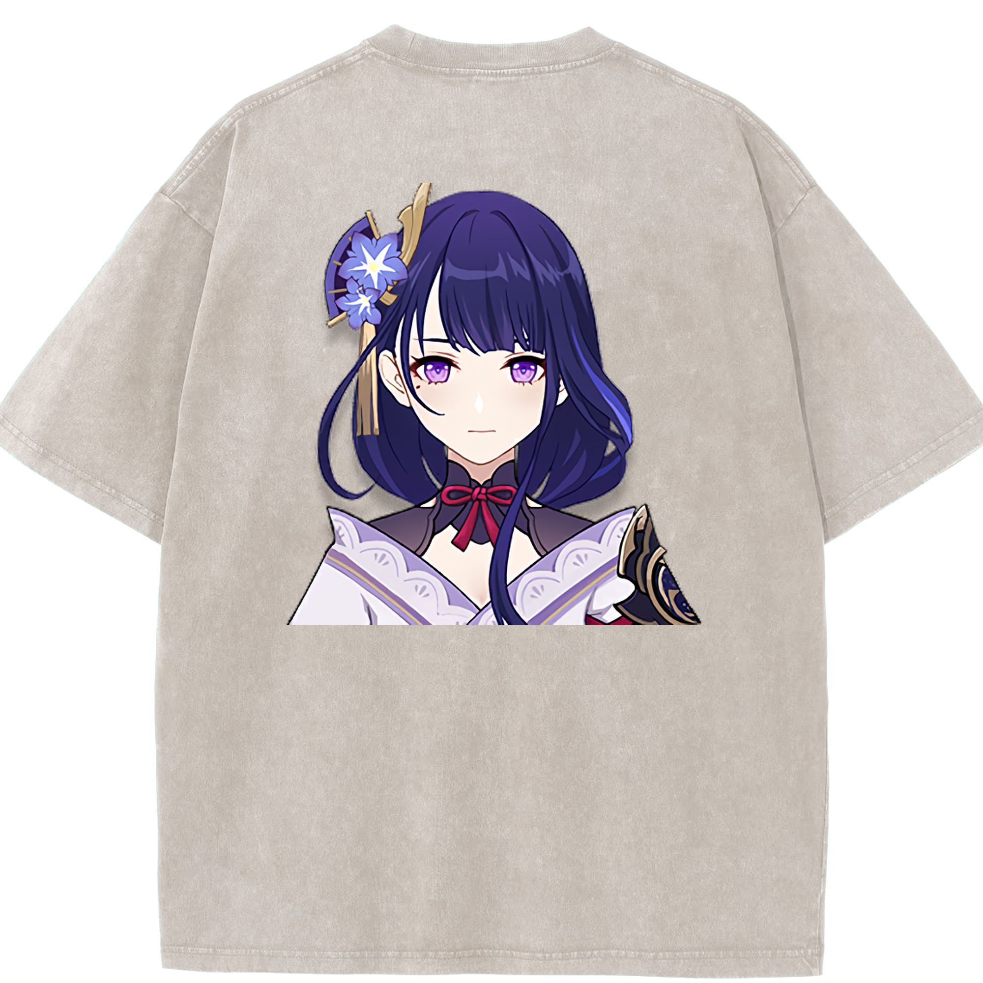 げんし神 雷電将軍 らいでんしょうぐん genshin Raiden Shogun 綿100% ヴィンテージ風 半袖Tシャツ（背面プリント）