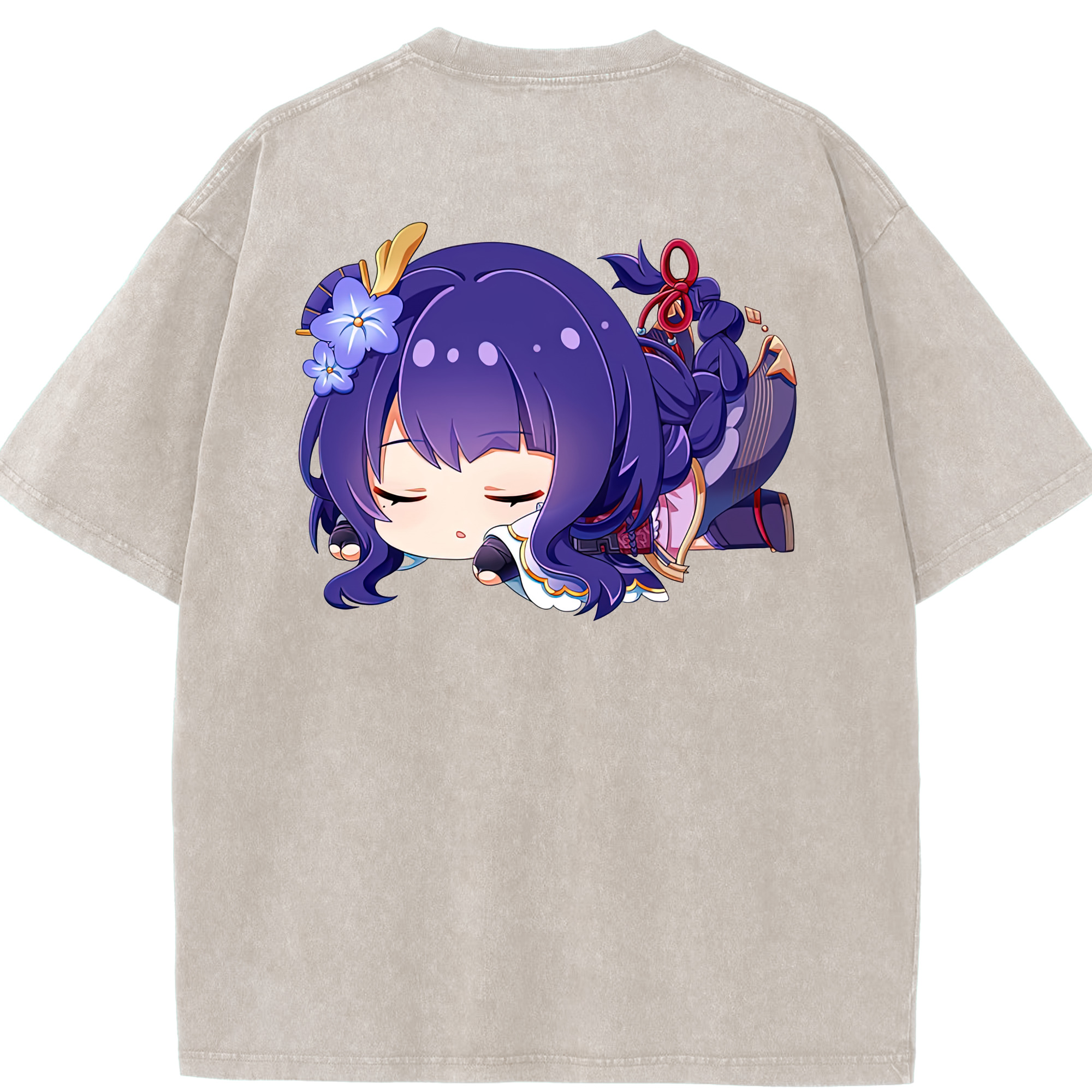 げんし神 雷電将軍 らいでんしょうぐん genshin Raiden Shogun 綿100% ヴィンテージ風 半袖Tシャツ（背面プリント）