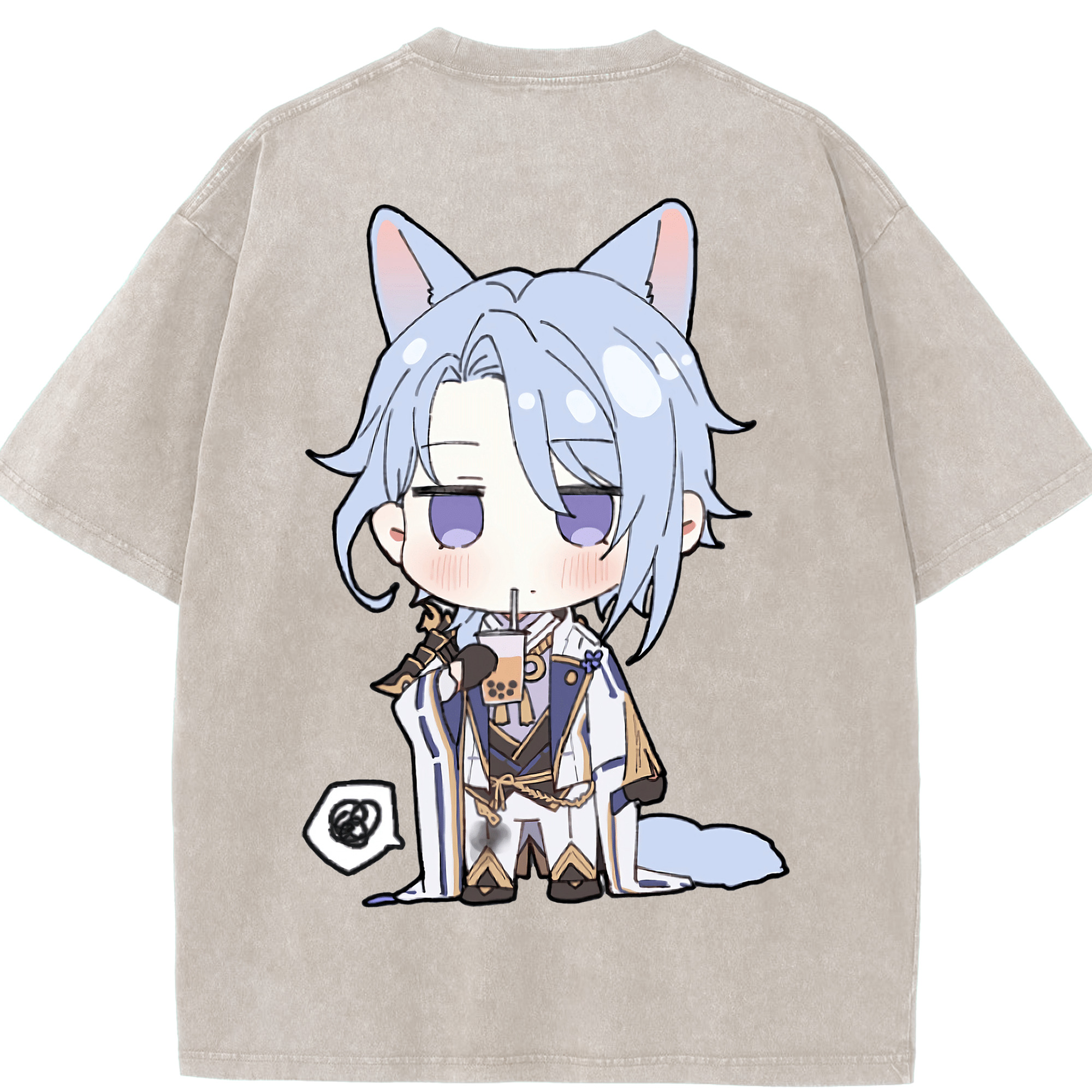 げんし神 神里綾人 かみさとあやと genshin Kamisato Ayato 綿100% ヴィンテージ風 半袖Tシャツ（背面プリント）