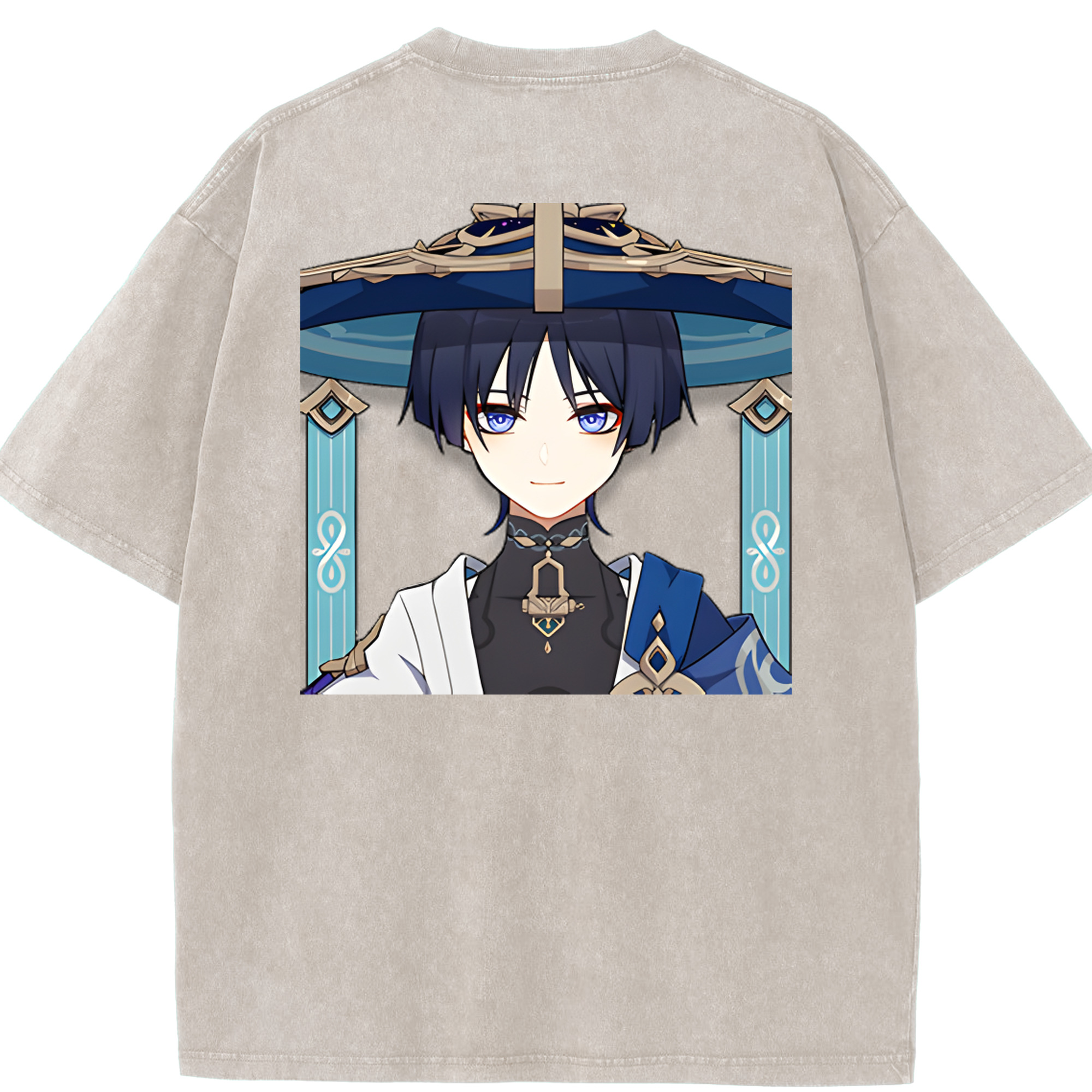 げんし神 さんペい genshin Sanpei 綿100% ヴィンテージ風 半袖Tシャツ（背面プリント）