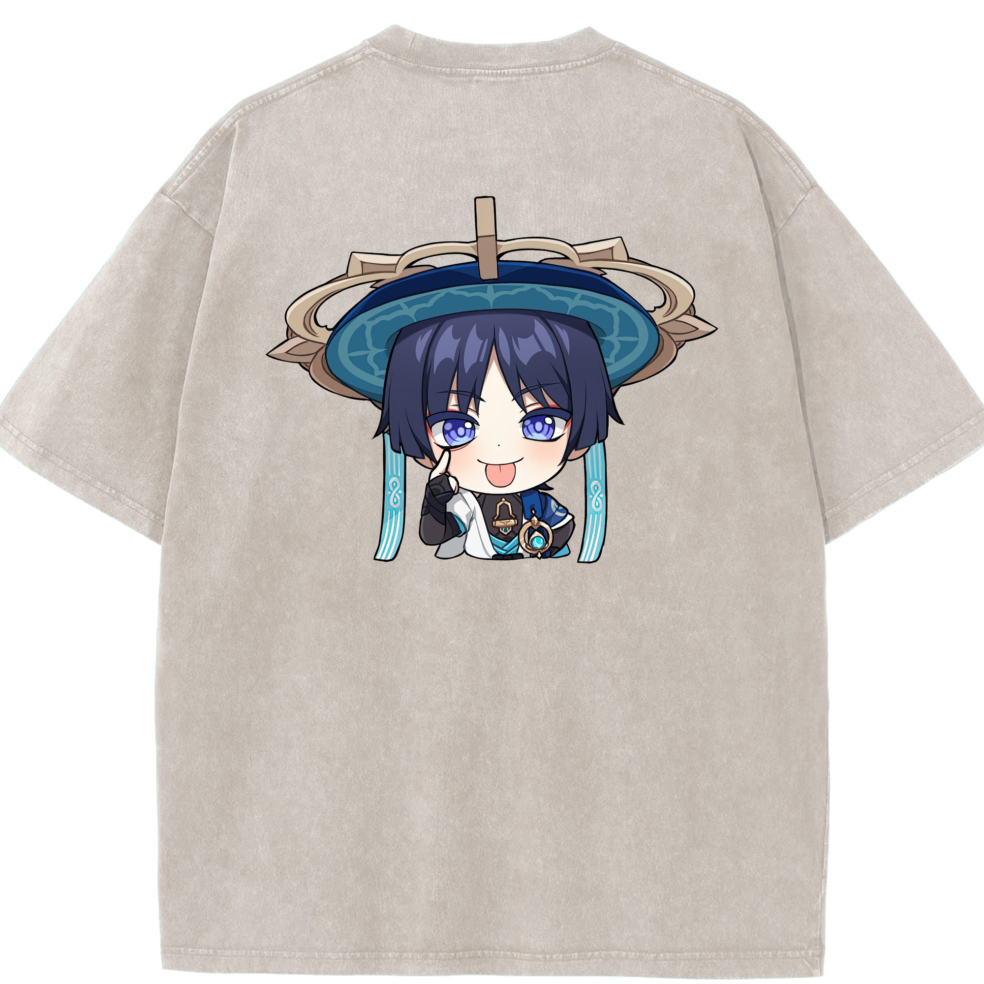 げんし神 さんペい genshin Sanpei 綿100% ヴィンテージ風 半袖Tシャツ（背面プリント）