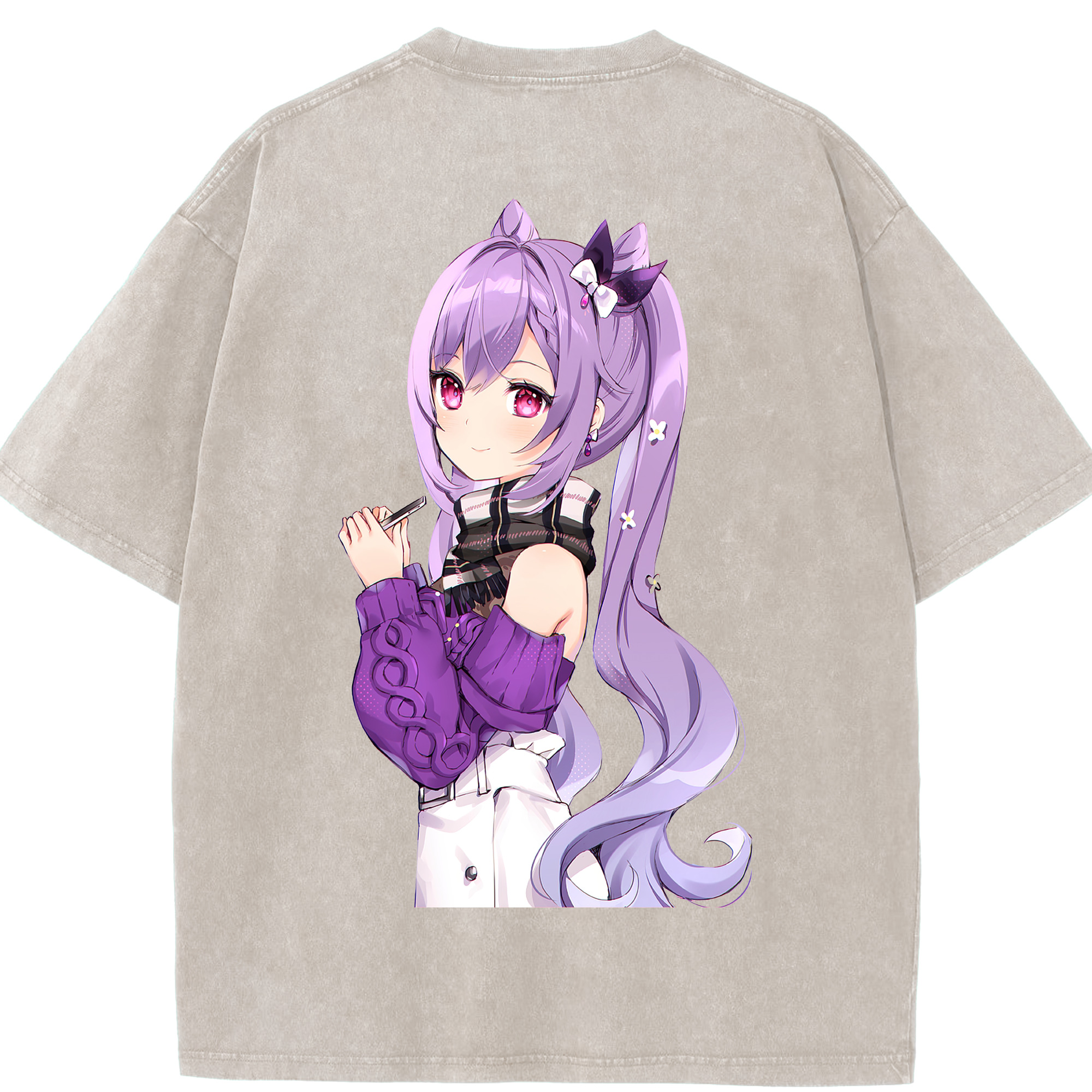 げんし神 刻晴 こくせい genshin Kokusei 綿100% ヴィンテージ風 半袖Tシャツ（背面プリント）
