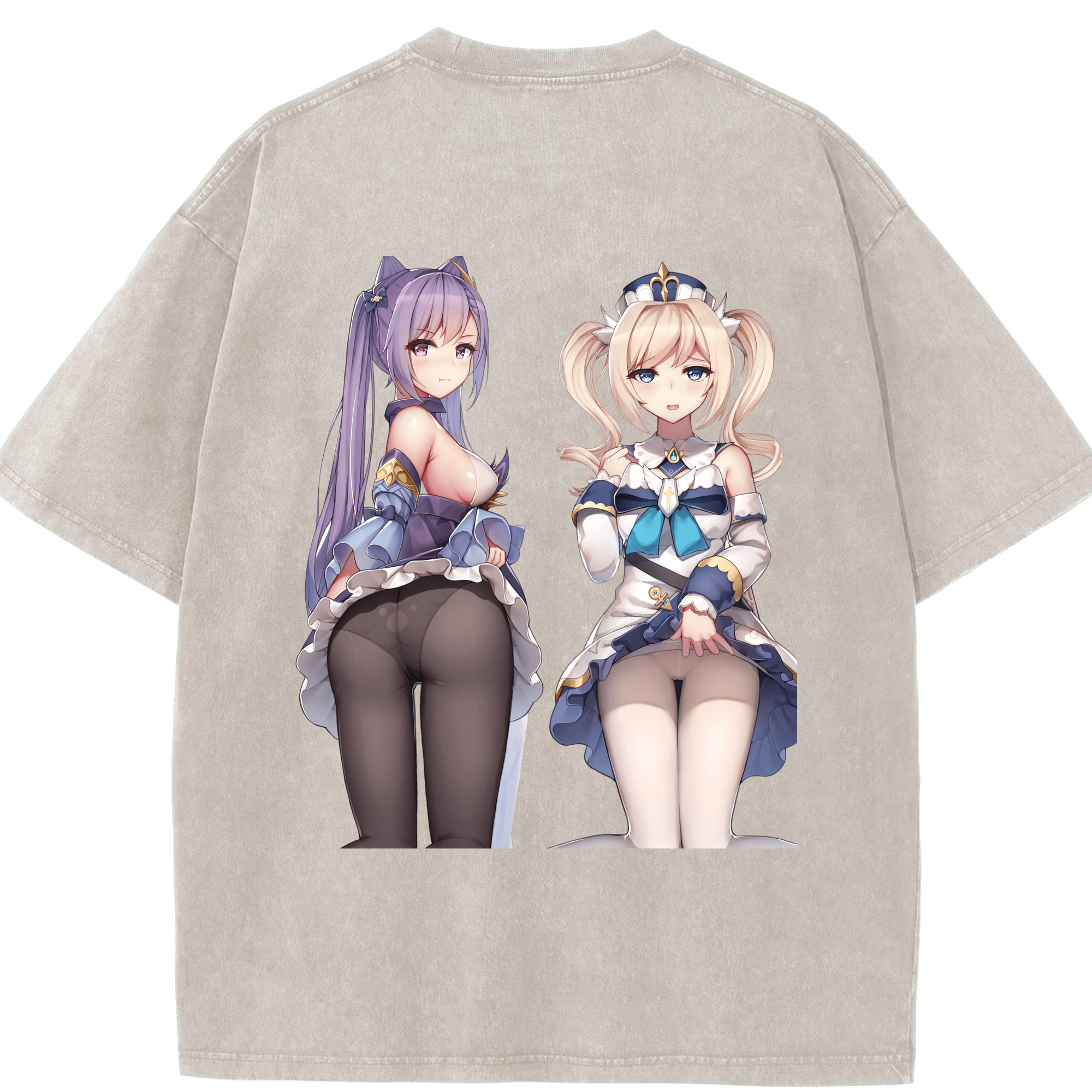 げんし神 刻晴 こくせい genshin Kokusei 綿100% ヴィンテージ風 半袖Tシャツ（背面プリント）