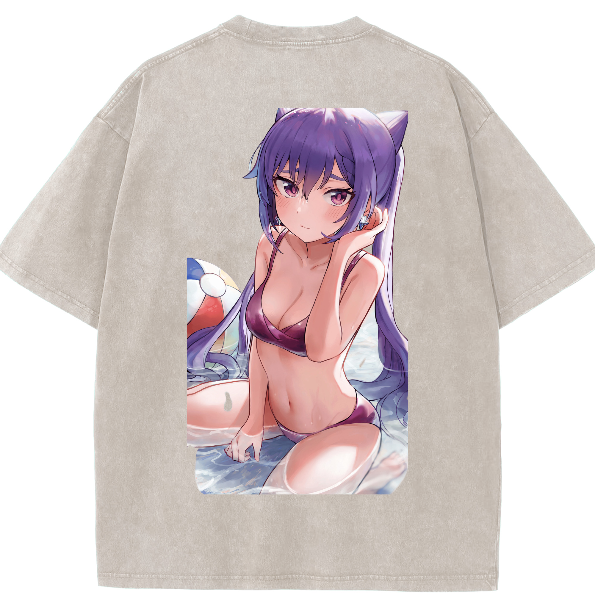 げんし神 刻晴 こくせい genshin Kokusei 綿100% ヴィンテージ風 半袖Tシャツ（背面プリント）