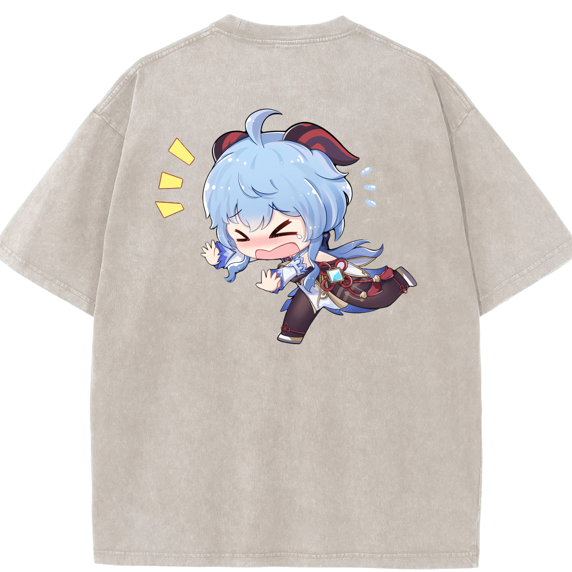 げんし神 甘雨 かんう genshin Ganyu 綿100% ヴィンテージ風 半袖Tシャツ（背面プリント）