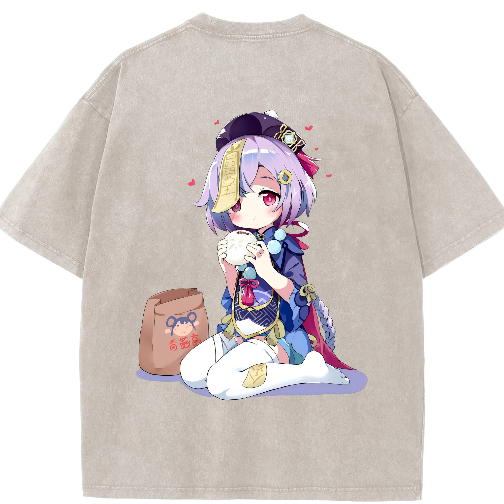 げんし神 七七 なな  genshin Nana 綿100% ヴィンテージ風 半袖Tシャツ（背面プリント）