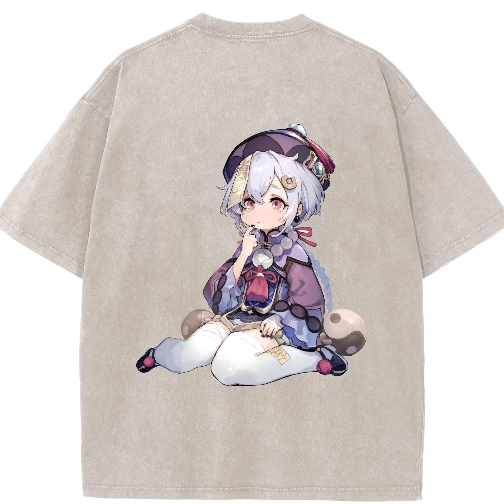 げんし神 七七 なな  genshin Nana 綿100% ヴィンテージ風 半袖Tシャツ（背面プリント）