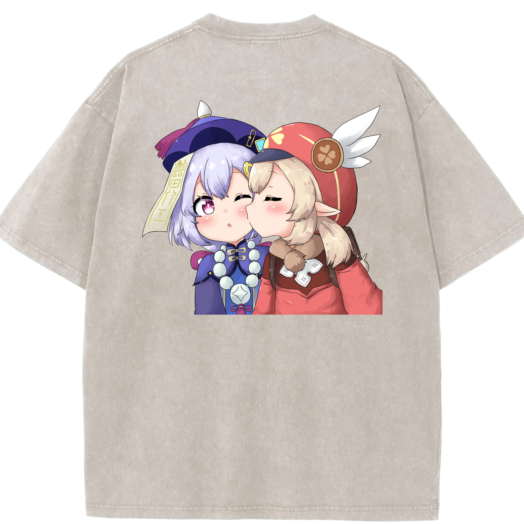 げんし神 七七 なな  genshin Nana 綿100% ヴィンテージ風 半袖Tシャツ（背面プリント）