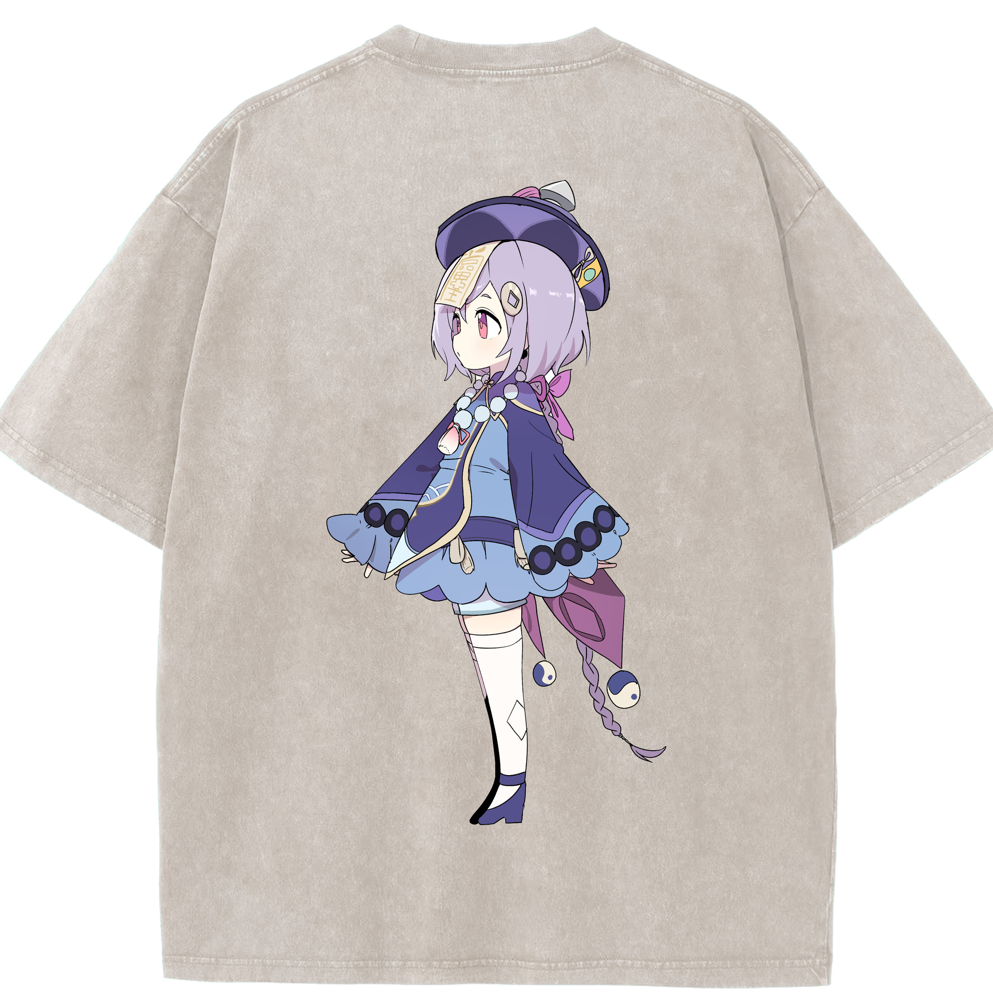 げんし神 七七 なな  genshin Nana 綿100% ヴィンテージ風 半袖Tシャツ（背面プリント）