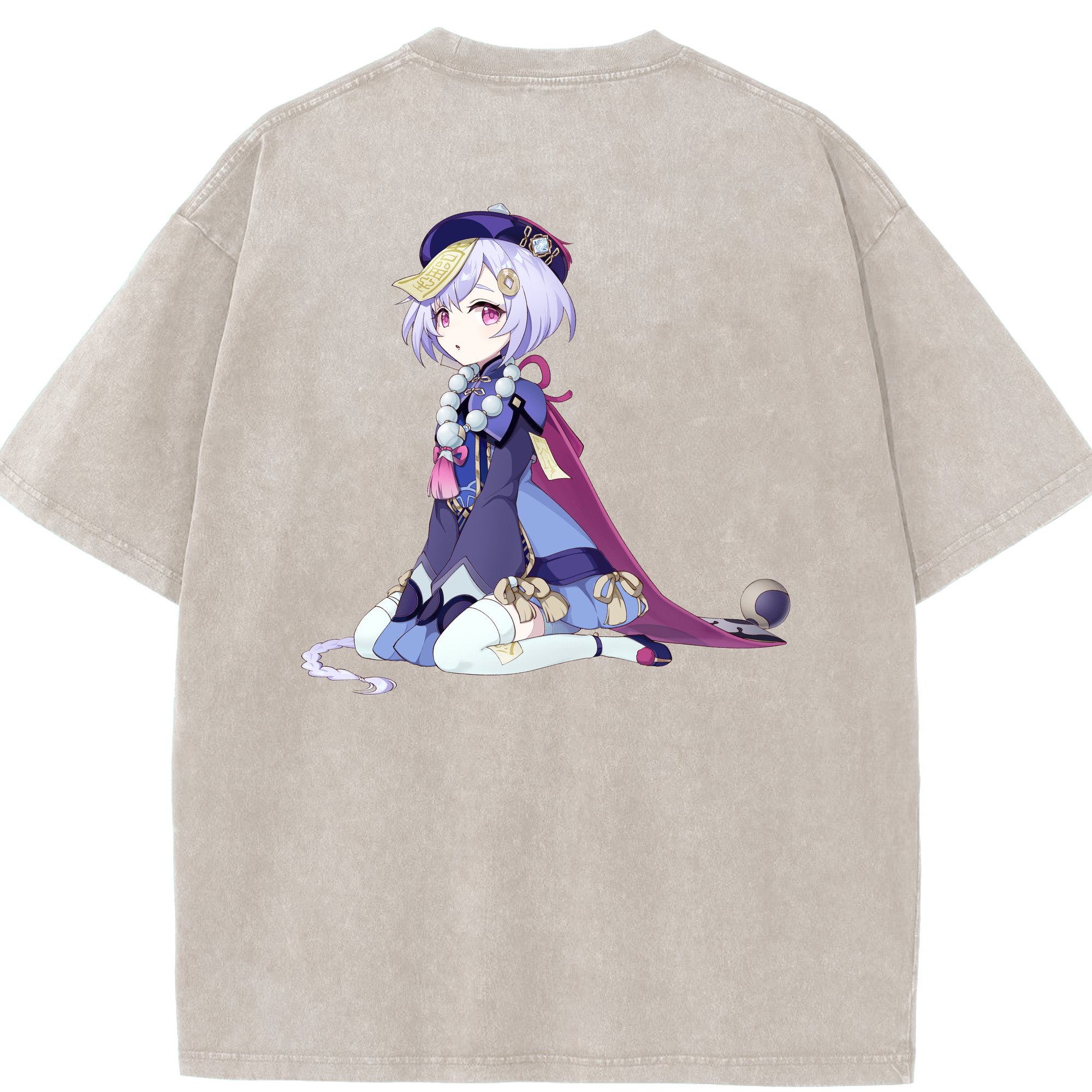 げんし神 七七 なな  genshin Nana 綿100% ヴィンテージ風 半袖Tシャツ（背面プリント）