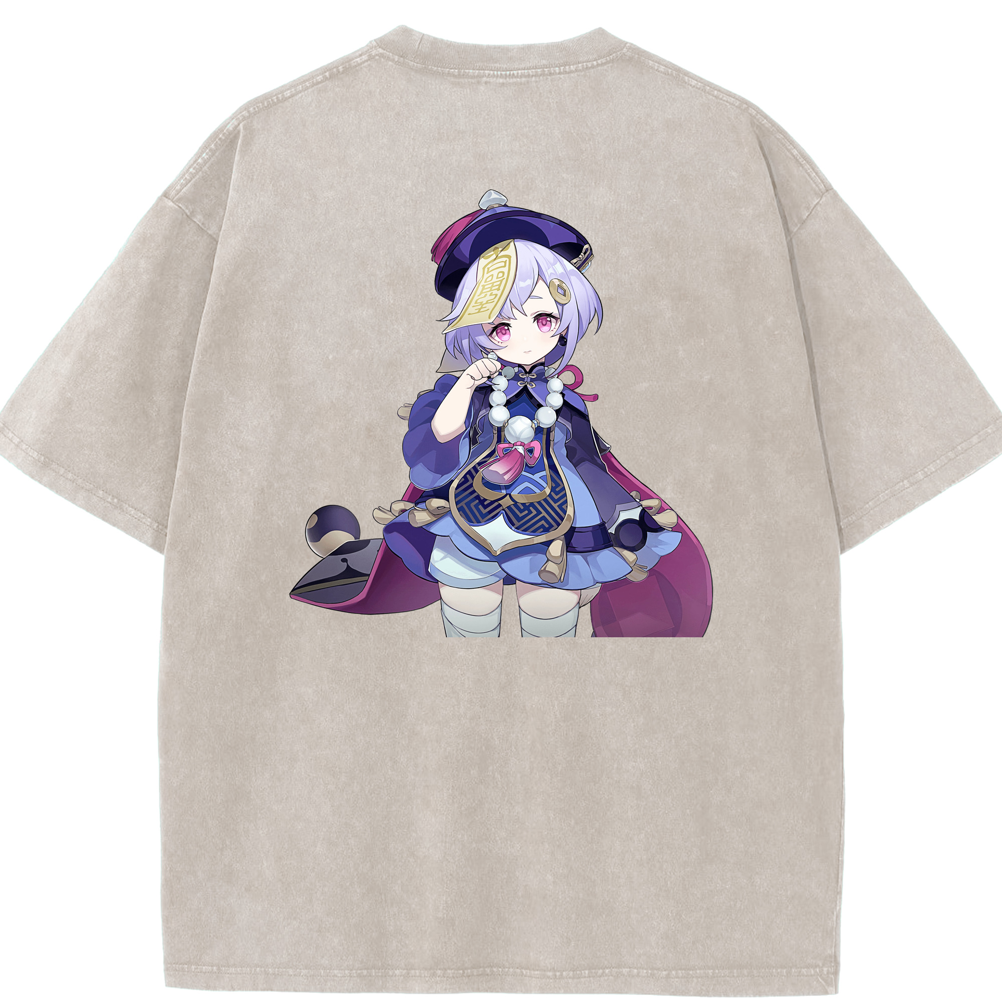 げんし神 七七 なな  genshin Nana 綿100% ヴィンテージ風 半袖Tシャツ（背面プリント）