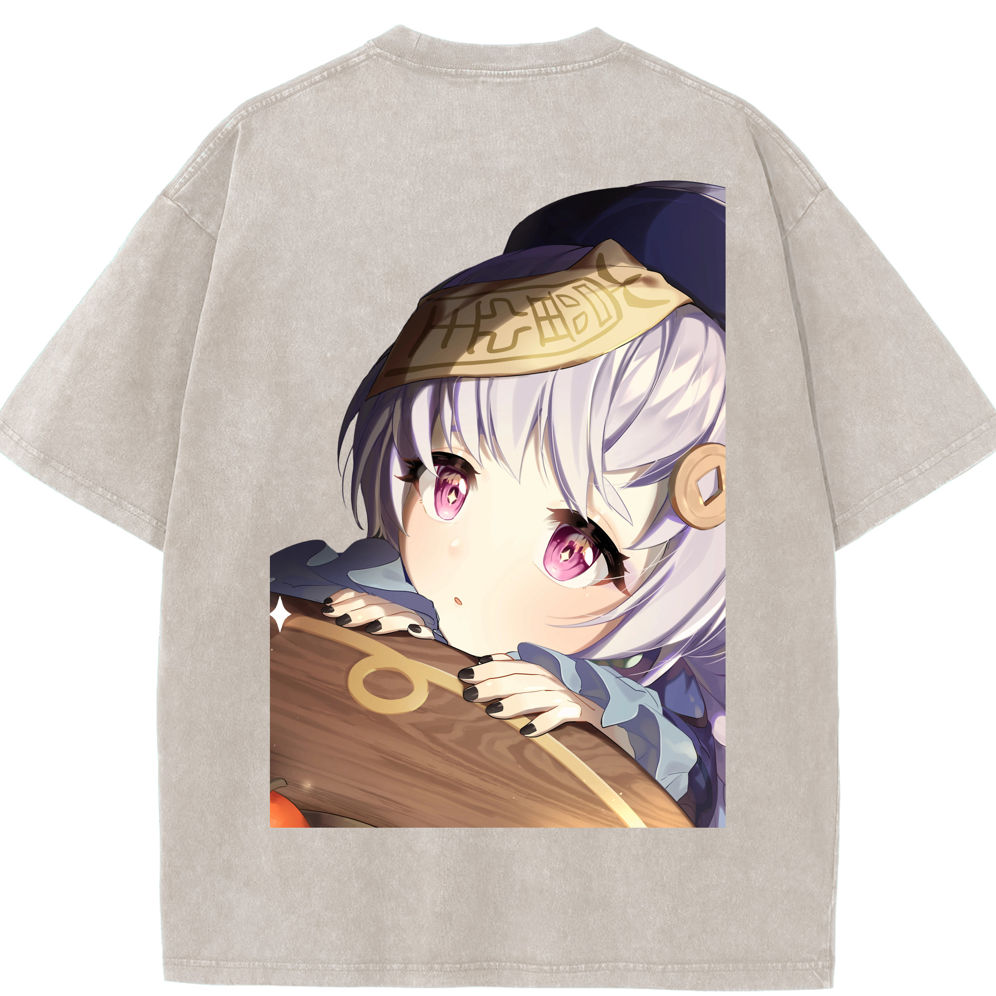 げんし神 七七 なな  genshin Nana 綿100% ヴィンテージ風 半袖Tシャツ（背面プリント）