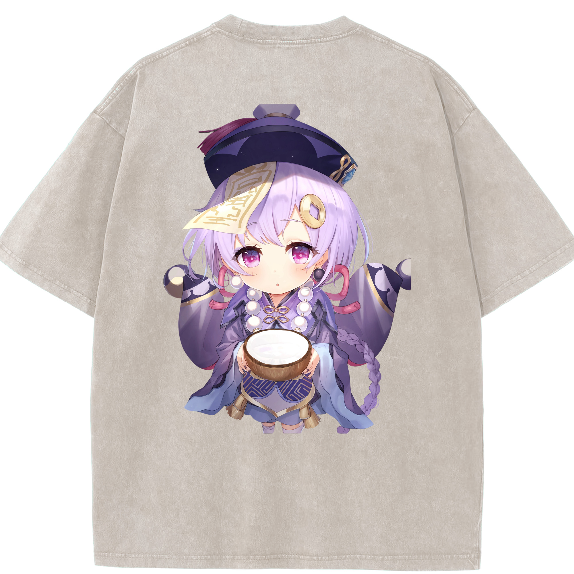 げんし神 七七 なな  genshin Nana 綿100% ヴィンテージ風 半袖Tシャツ（背面プリント）