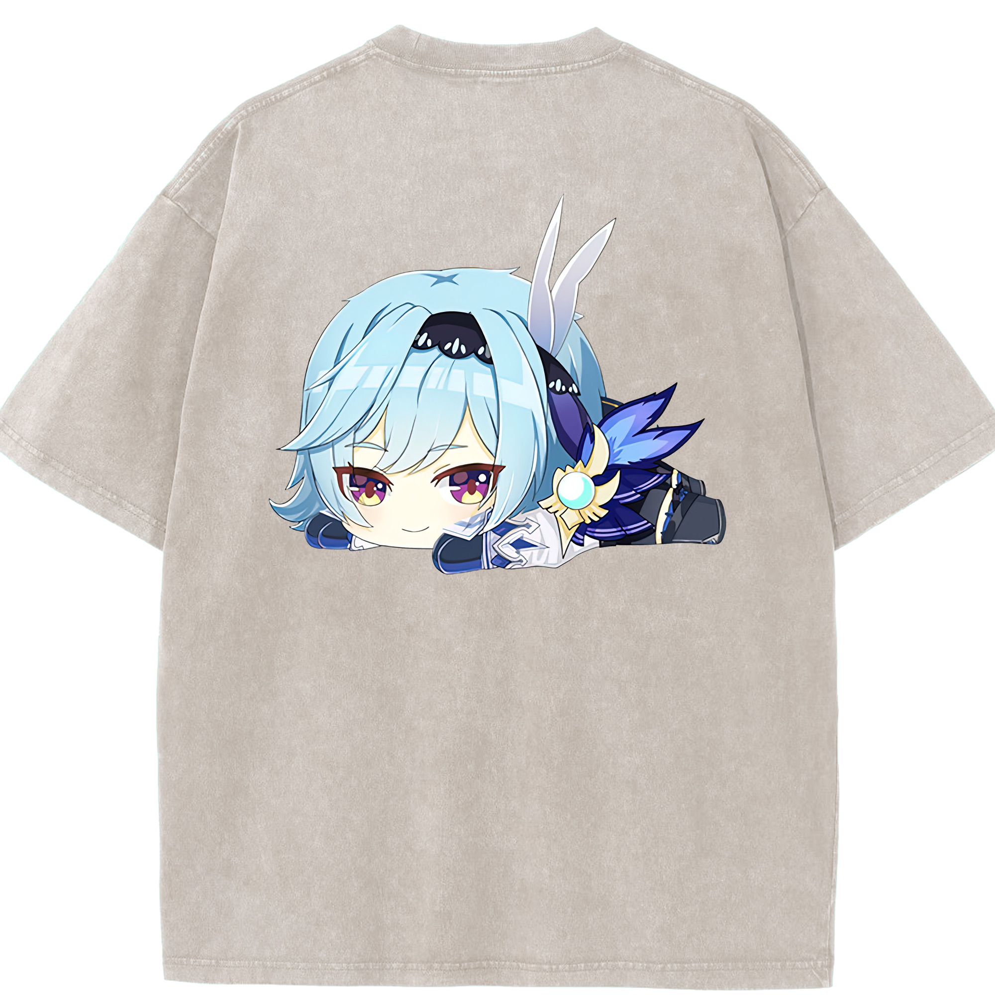 げんし神 优菈 ゆうら genshin Yūra 綿100% ヴィンテージ風 半袖Tシャツ（背面プリント）