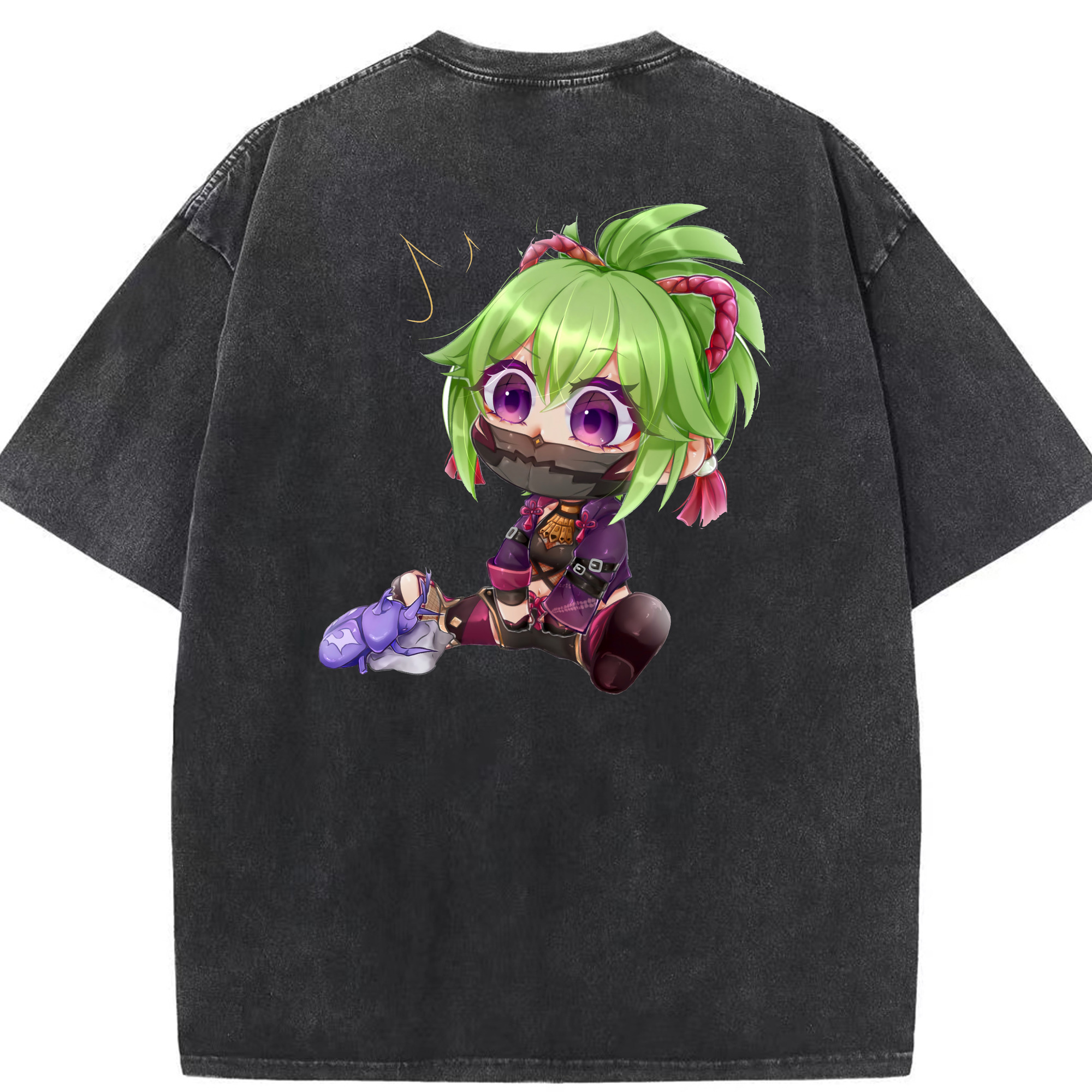 げんし神  久岐忍 くき しのぶ genshin Kuki Shinobu 綿100% ヴィンテージ風 半袖Tシャツ（背面プリント）