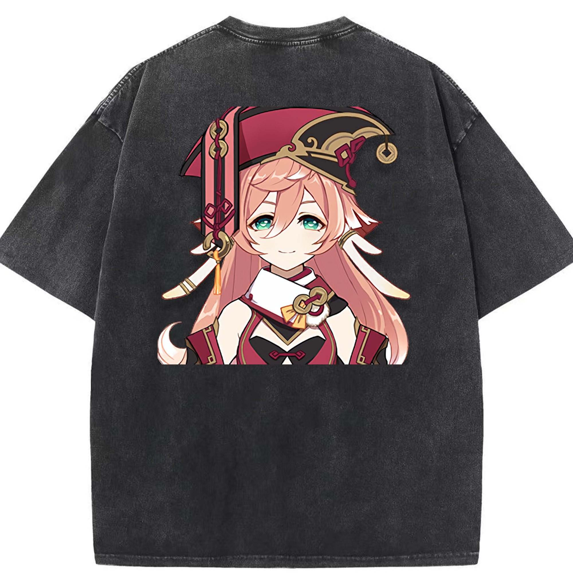 げんし神 ヤンフェイ genshin Yanfei 綿100% ヴィンテージ風 半袖Tシャツ（背面プリント）