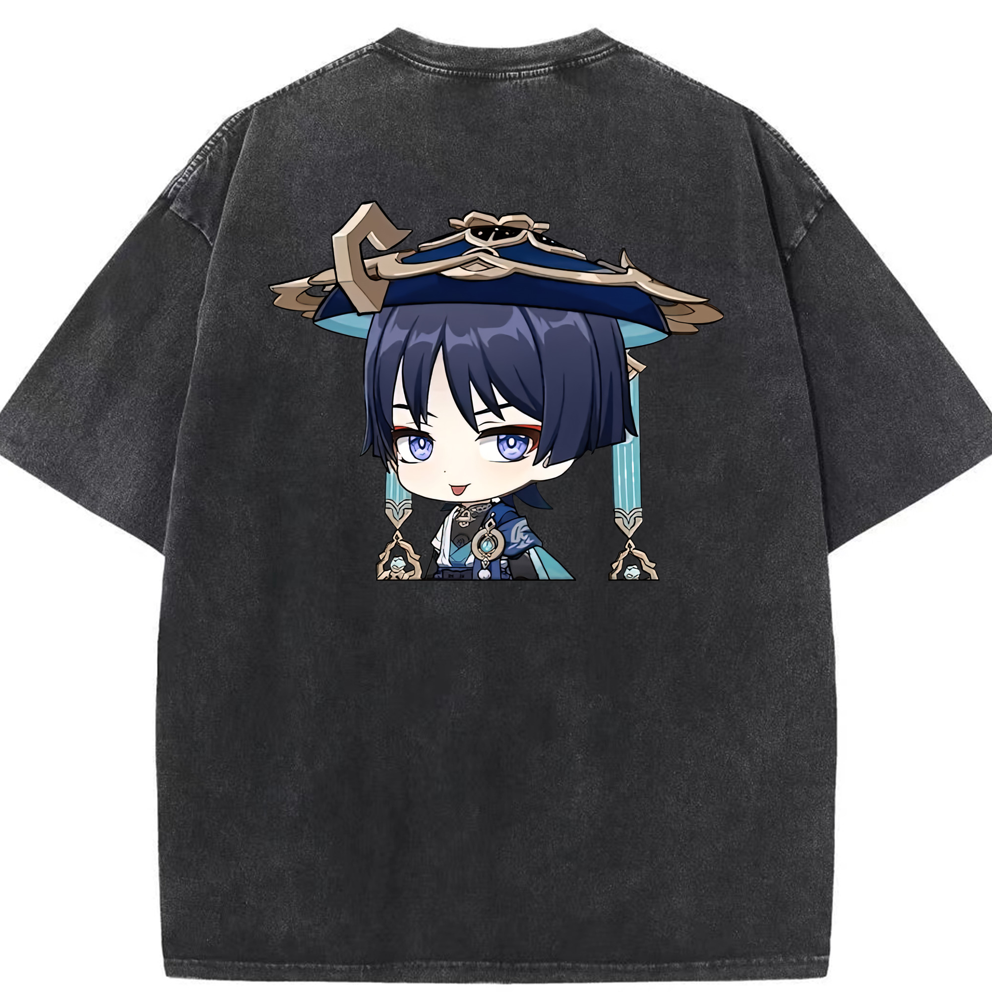 げんし神 さんペい genshin Sanpei 綿100% ヴィンテージ風 半袖Tシャツ（背面プリント）