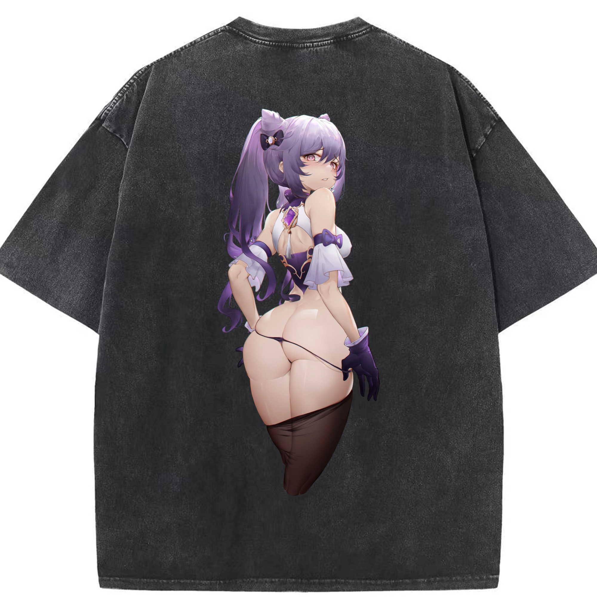 げんし神 刻晴 こくせい genshin Kokusei 綿100% ヴィンテージ風 半袖Tシャツ（背面プリント）