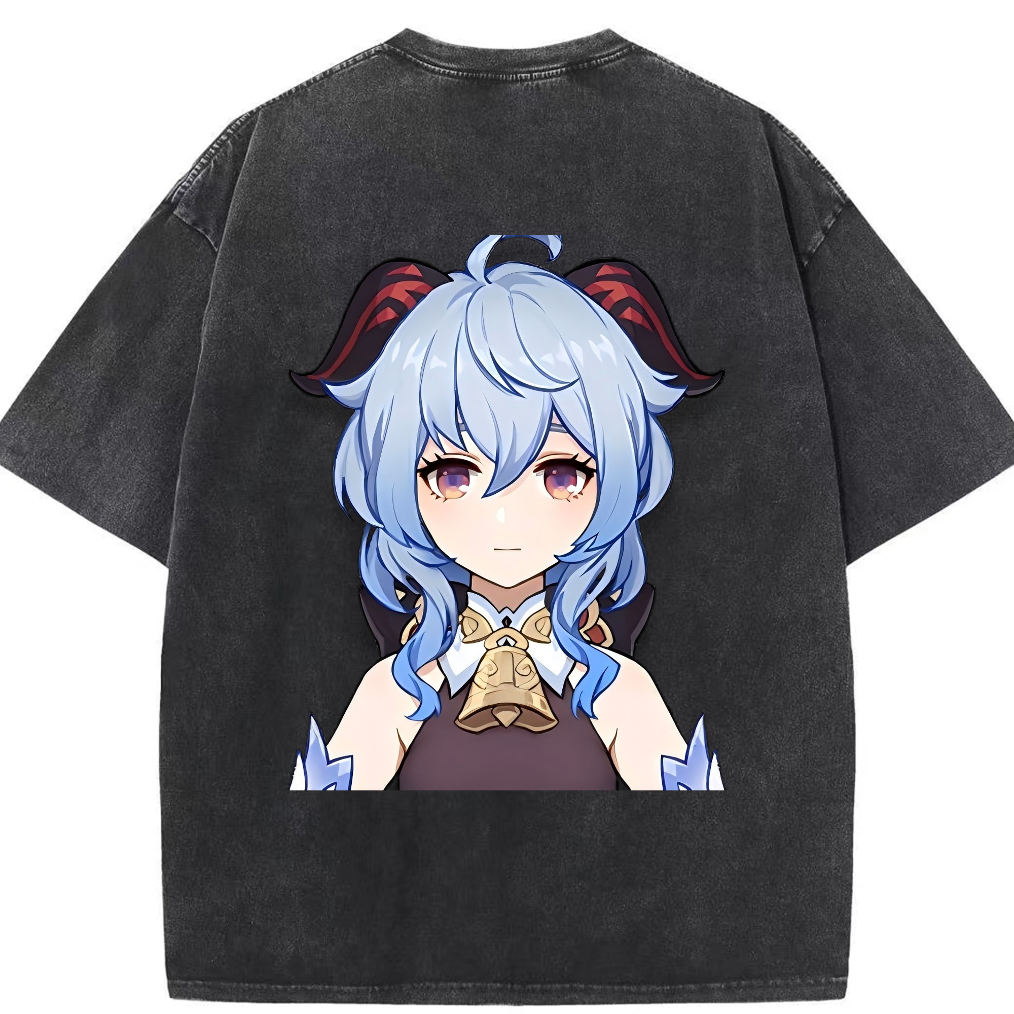 げんし神 甘雨 かんう genshin Ganyu 綿100% ヴィンテージ風 半袖Tシャツ（背面プリント）