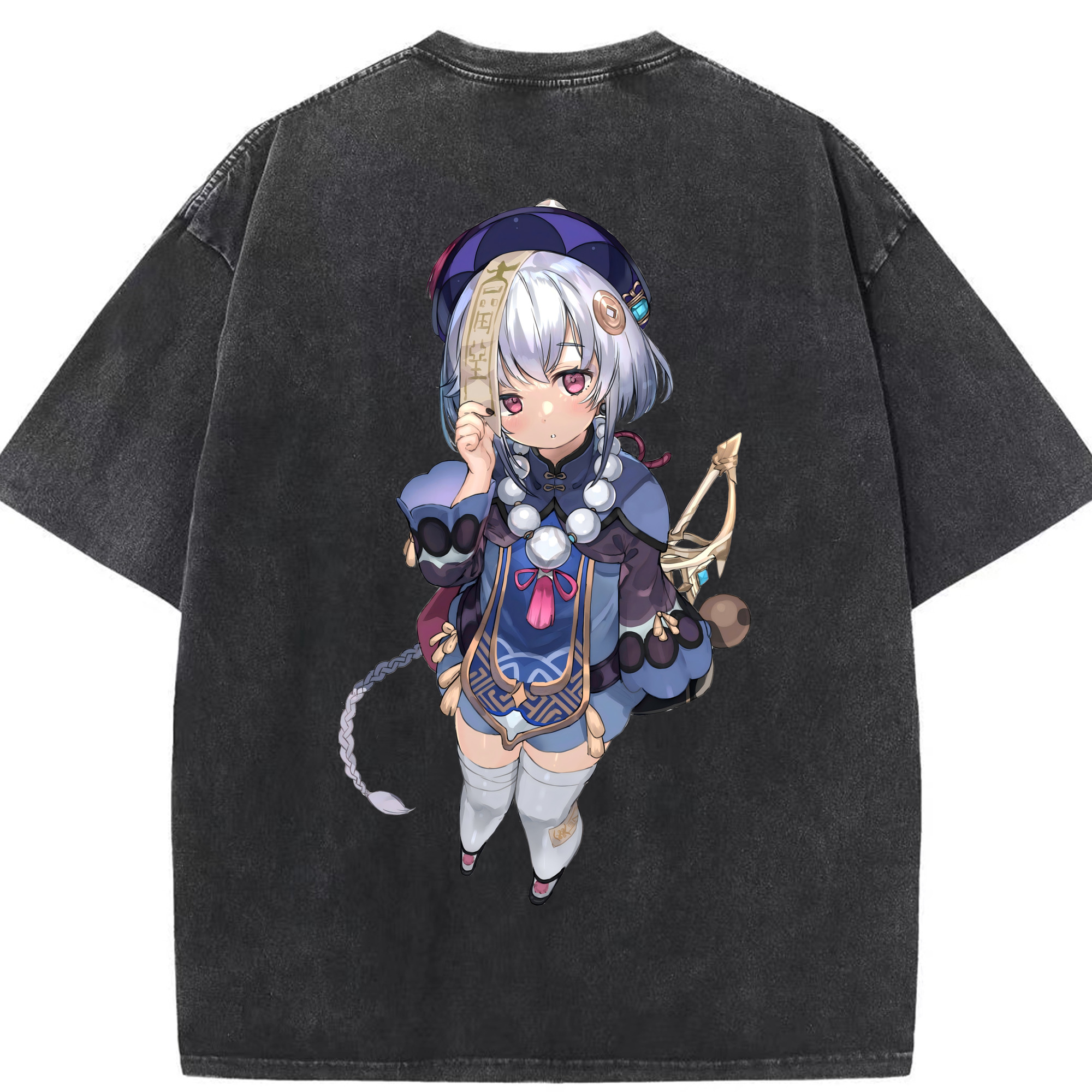 げんし神 七七 なな  genshin Nana 綿100% ヴィンテージ風 半袖Tシャツ（背面プリント）