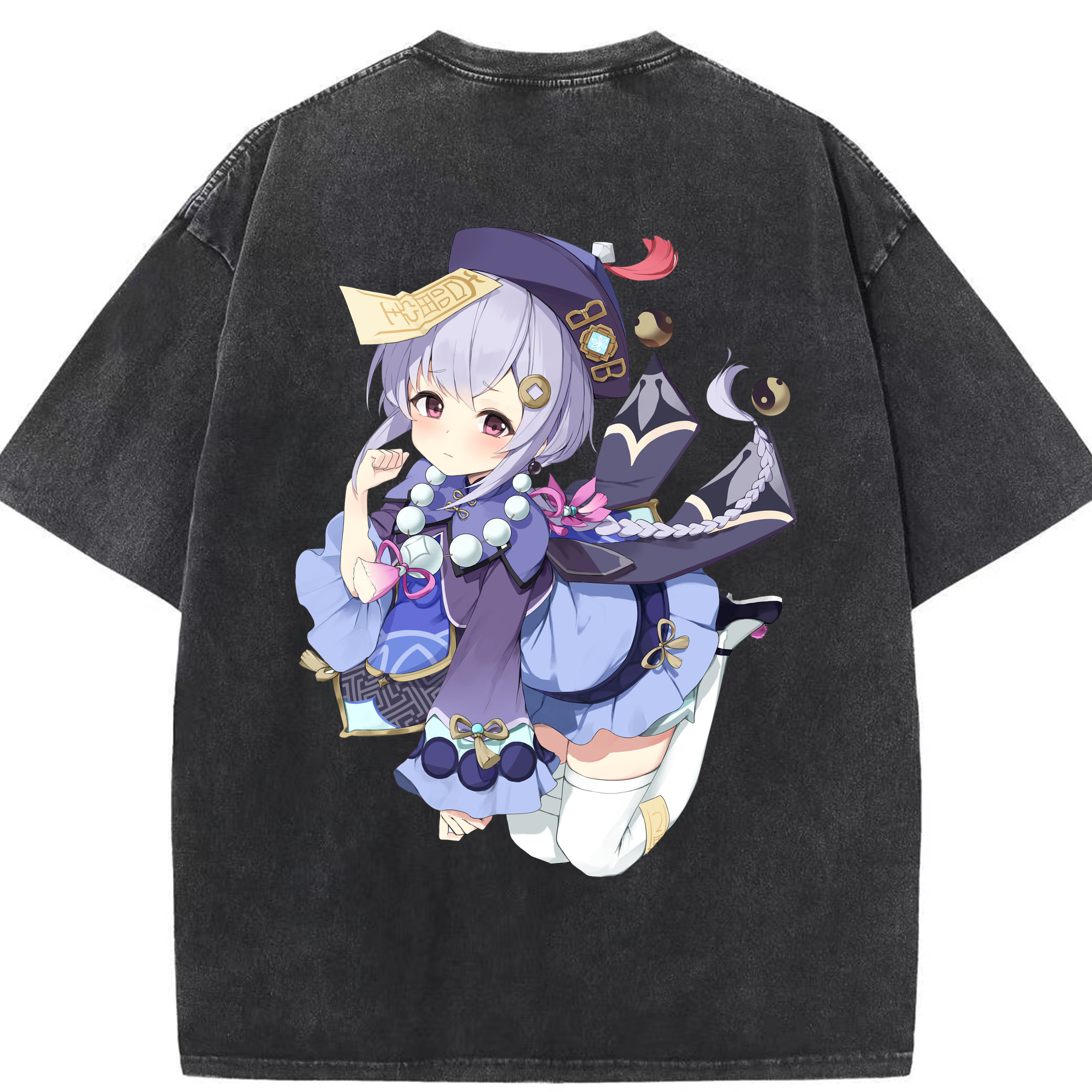 げんし神 七七 なな  genshin Nana 綿100% ヴィンテージ風 半袖Tシャツ（背面プリント）