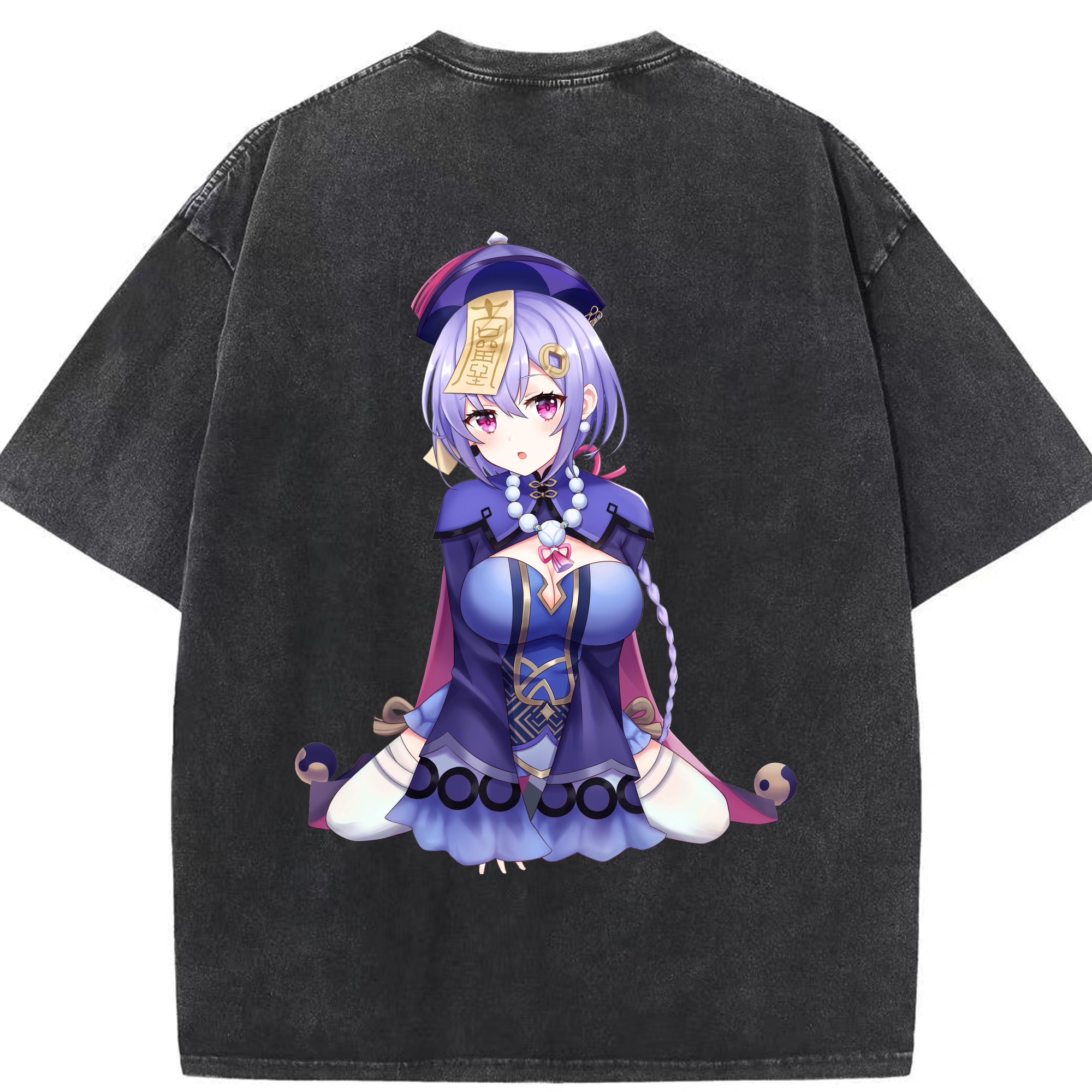 げんし神 七七 なな  genshin Nana 綿100% ヴィンテージ風 半袖Tシャツ（背面プリント）