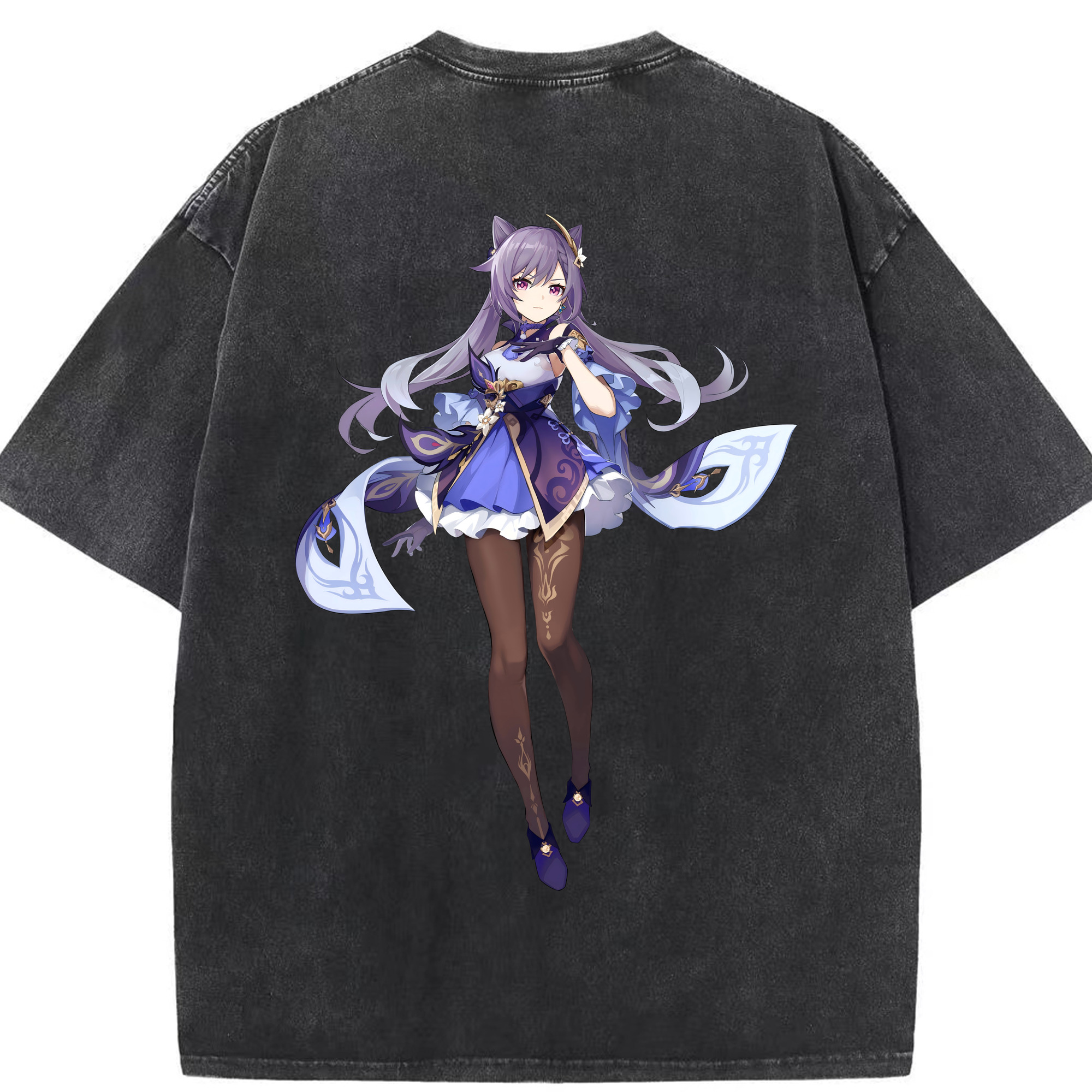 げんし神 刻晴 こくせい genshin Kokusei 綿100% ヴィンテージ風 半袖Tシャツ（背面プリント）