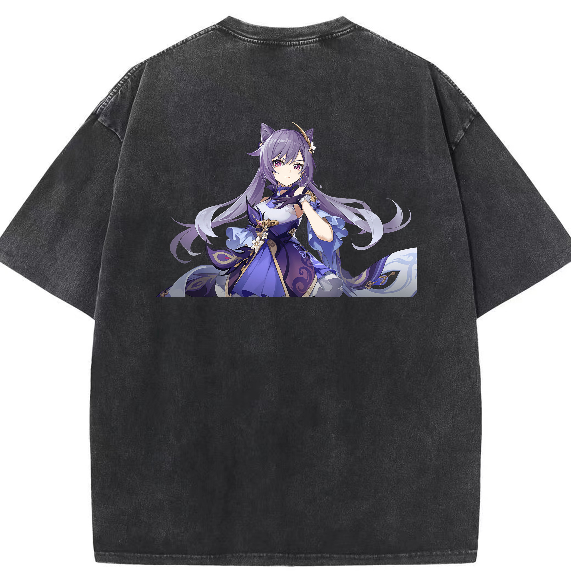 げんし神 刻晴 こくせい genshin Kokusei 綿100% ヴィンテージ風 半袖Tシャツ（背面プリント）