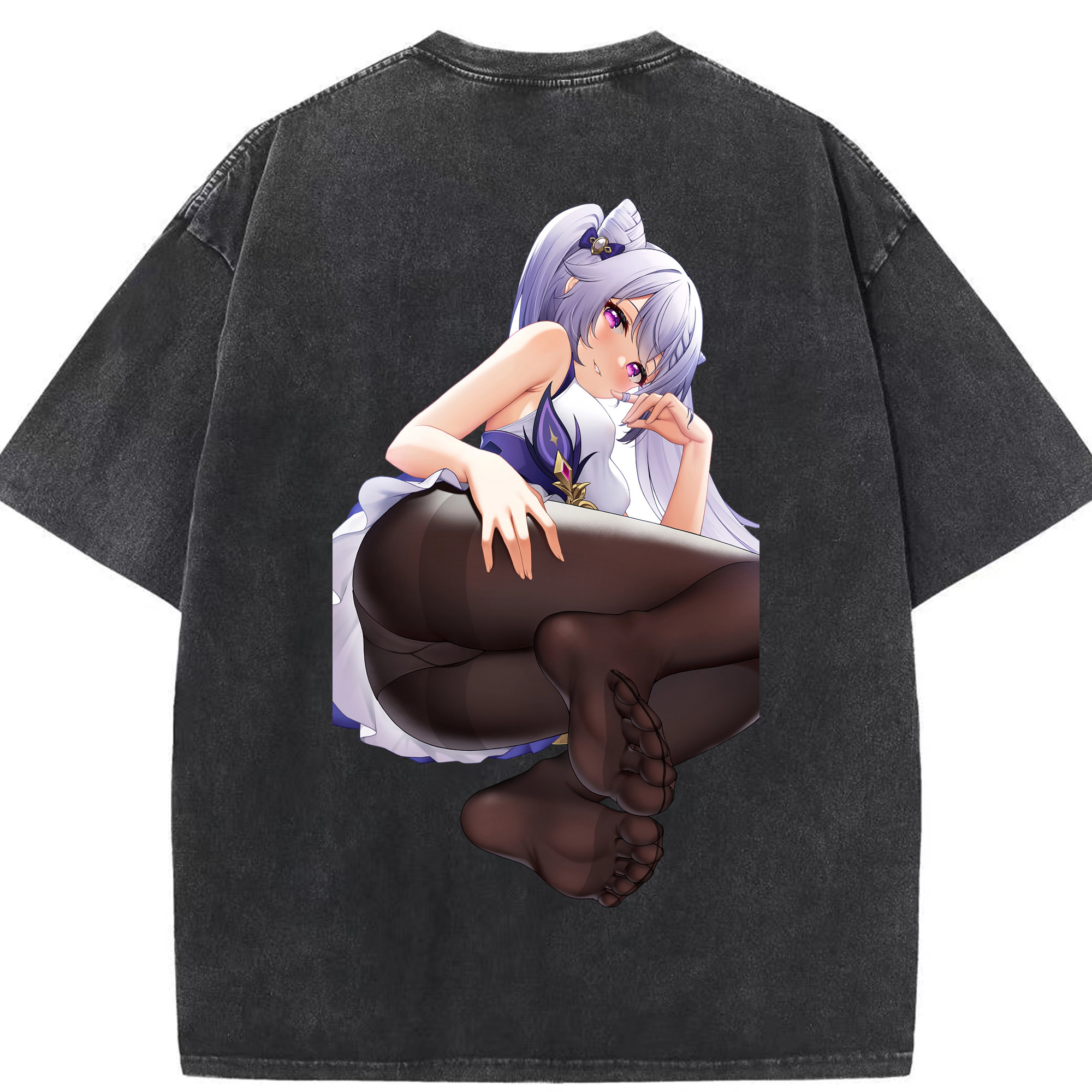 げんし神 刻晴 こくせい genshin Kokusei 綿100% ヴィンテージ風 半袖Tシャツ（背面プリント）
