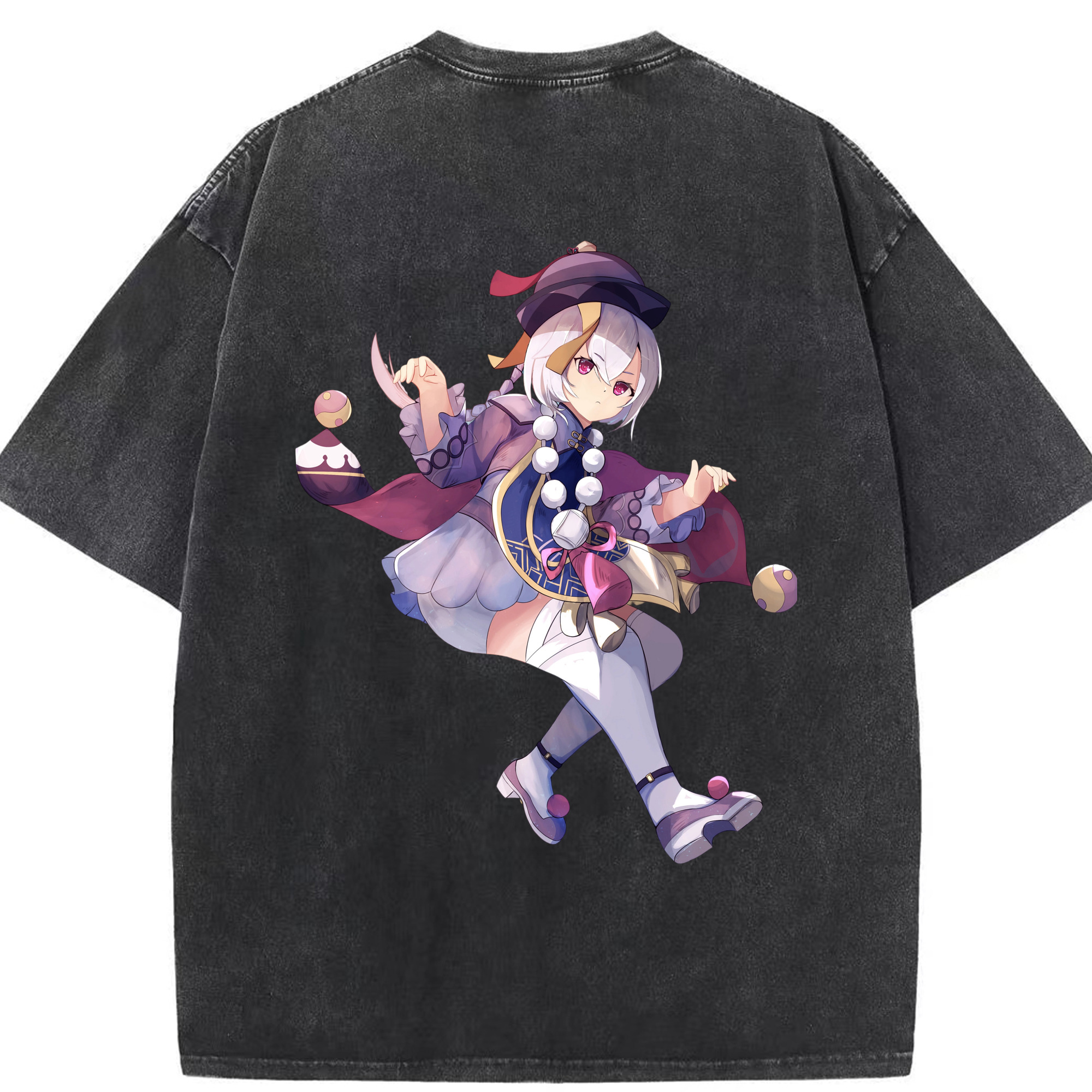 げんし神 七七 なな  genshin Nana 綿100% ヴィンテージ風 半袖Tシャツ（背面プリント）