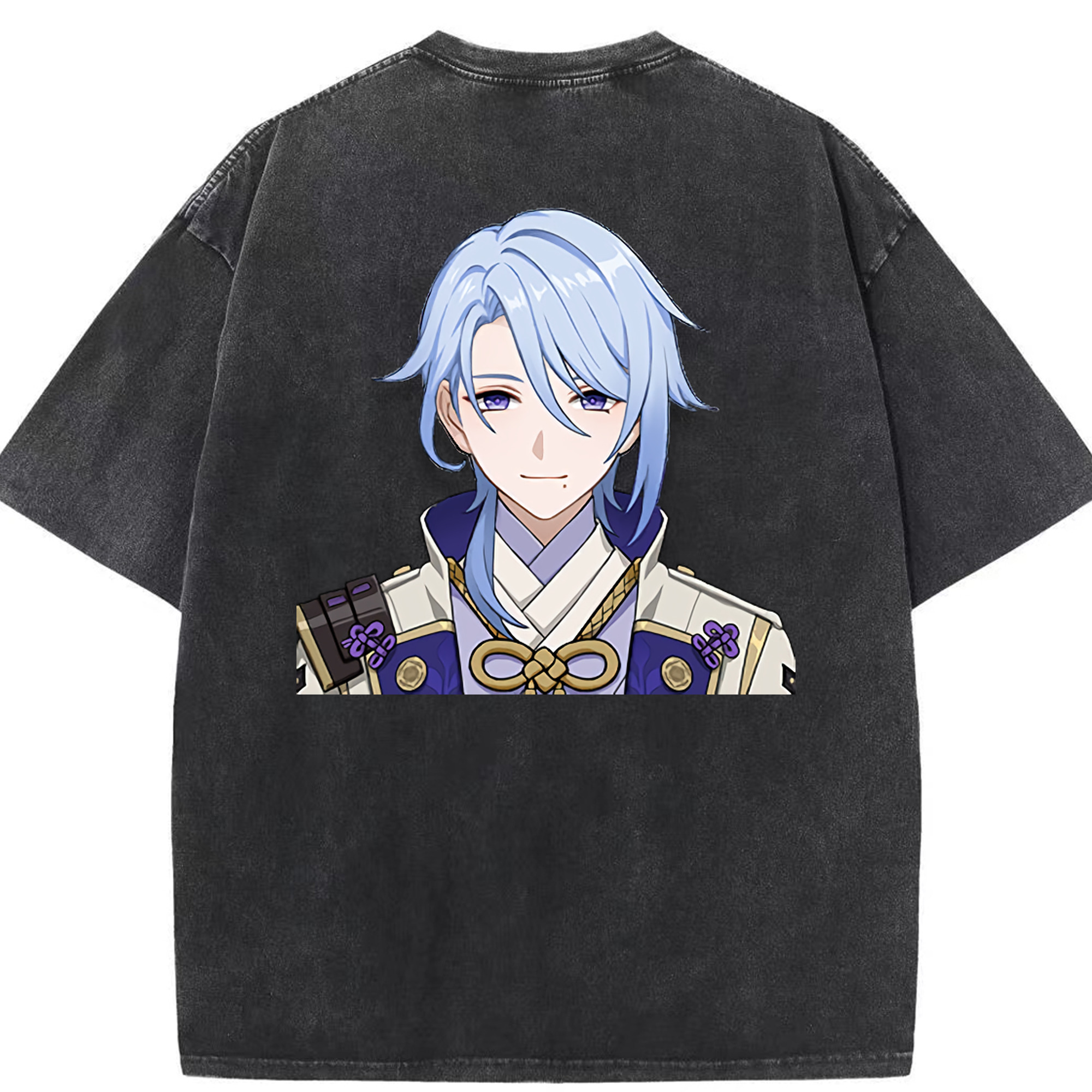 げんし神 神里綾人 かみさとあやと genshin Kamisato Ayato 綿100% ヴィンテージ風 半袖Tシャツ（背面プリント）