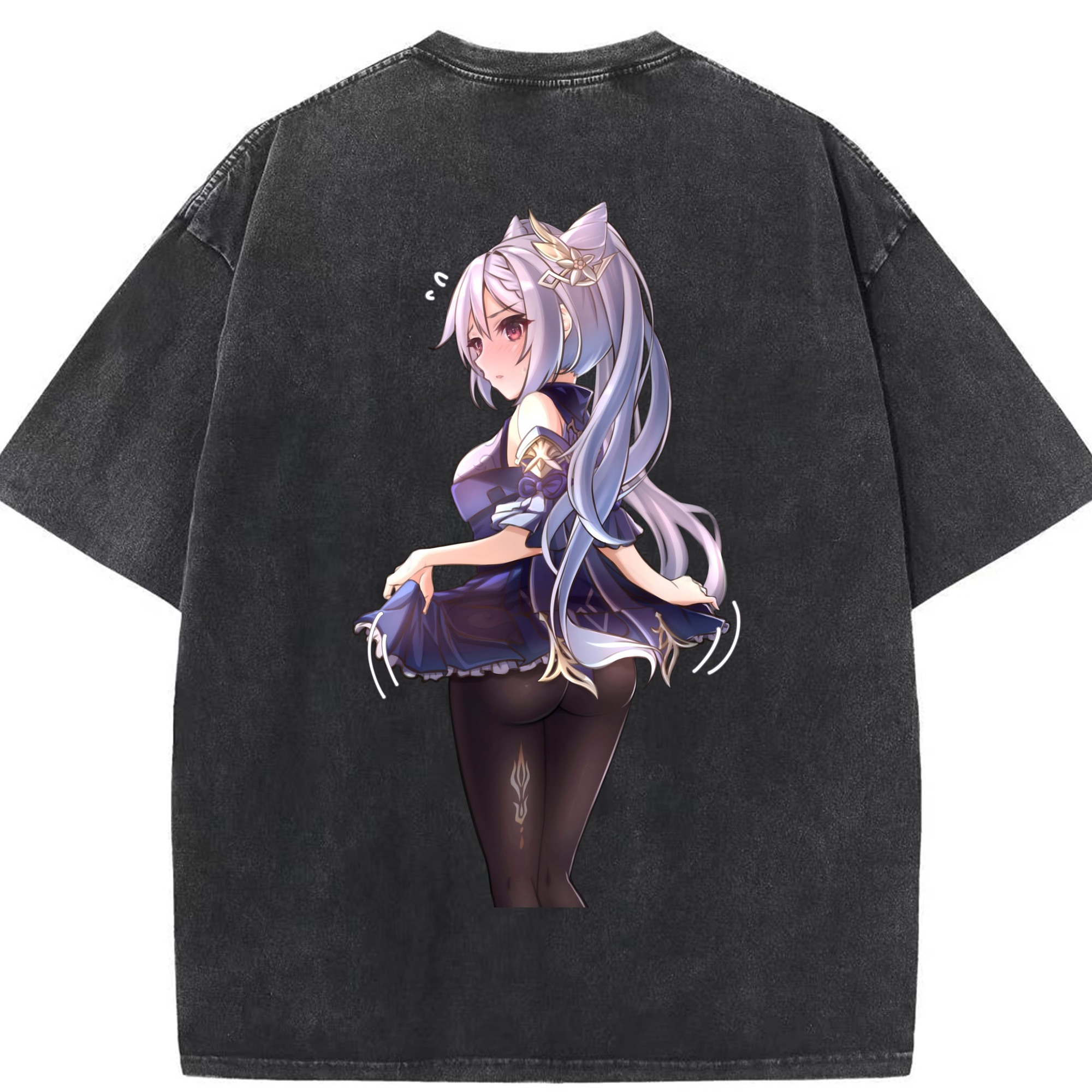 げんし神 刻晴 こくせい genshin Kokusei 綿100% ヴィンテージ風 半袖Tシャツ（背面プリント）