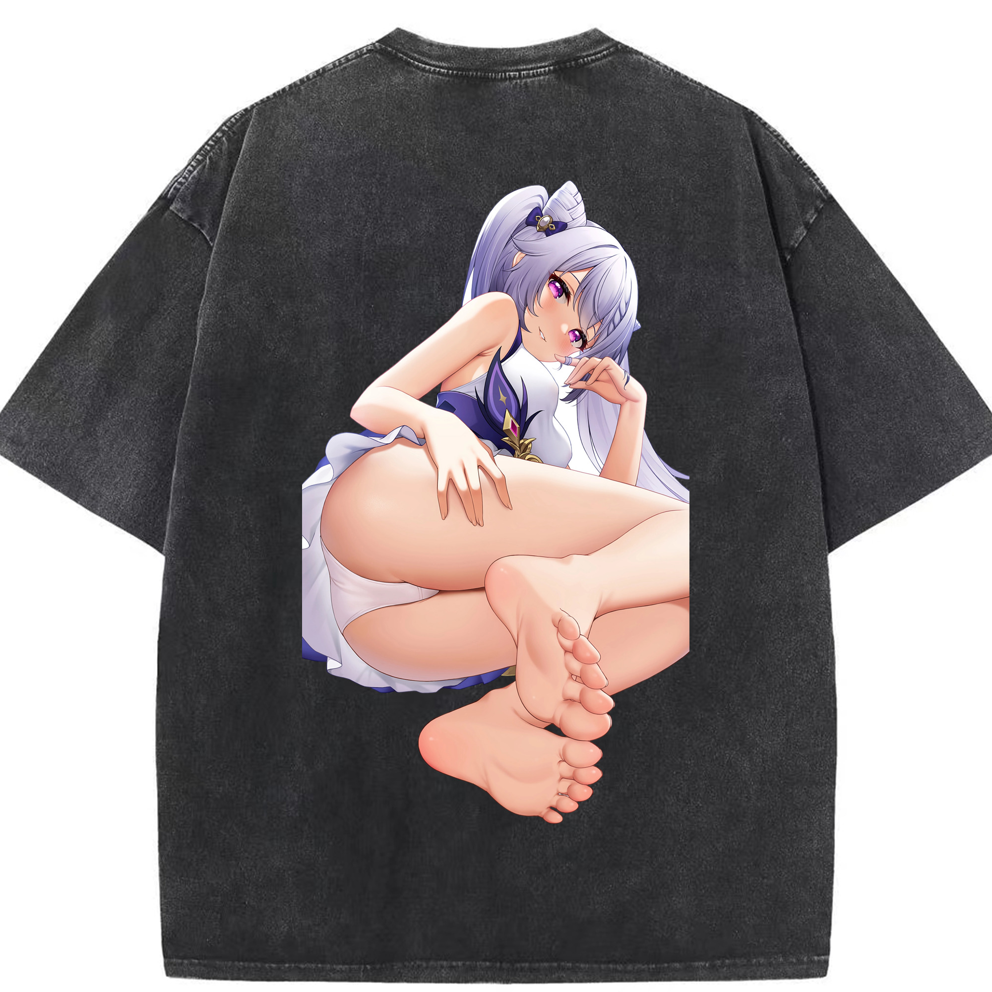 げんし神 刻晴 こくせい genshin Kokusei 綿100% ヴィンテージ風 半袖Tシャツ（背面プリント）