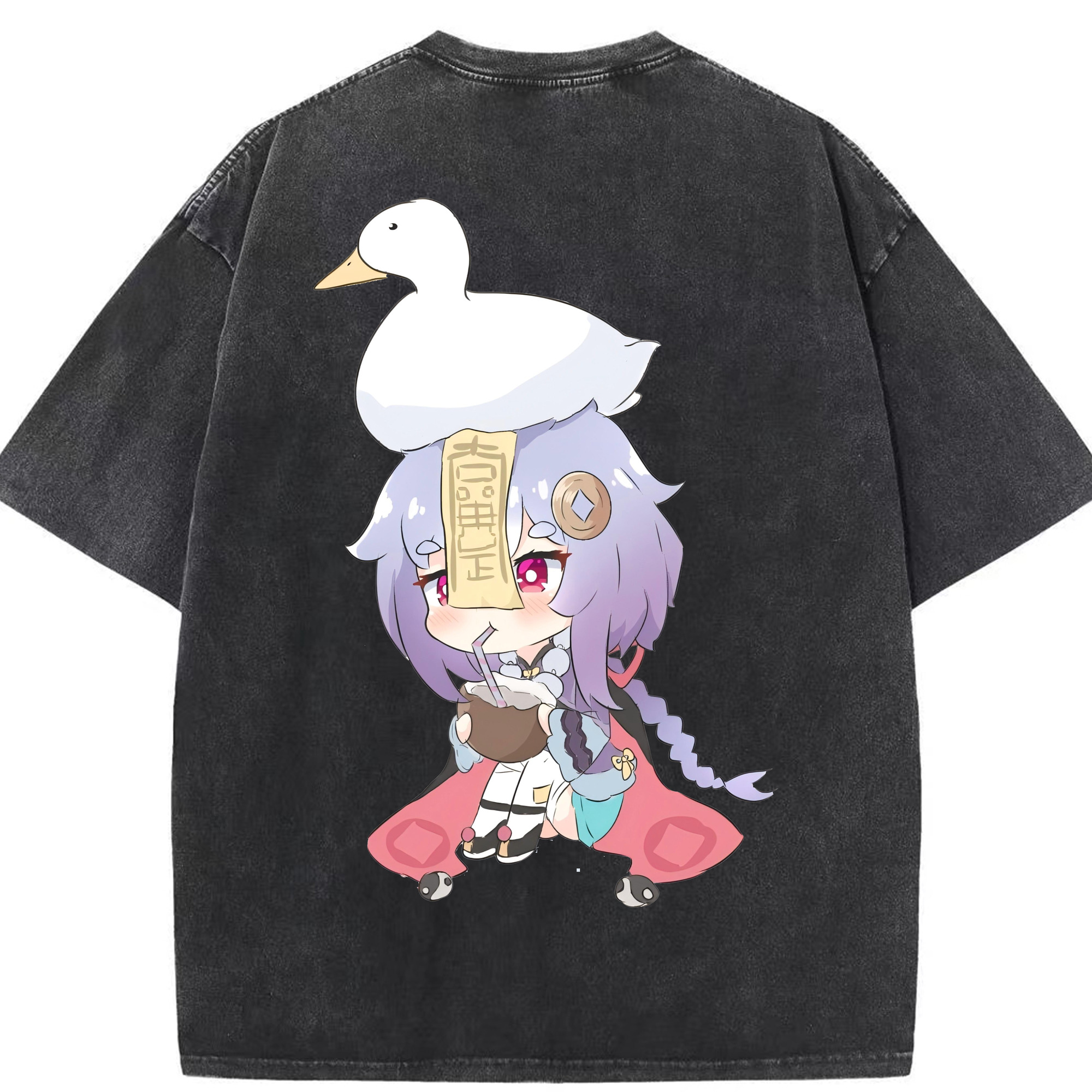 げんし神 七七 なな  genshin Nana 綿100% ヴィンテージ風 半袖Tシャツ（背面プリント）