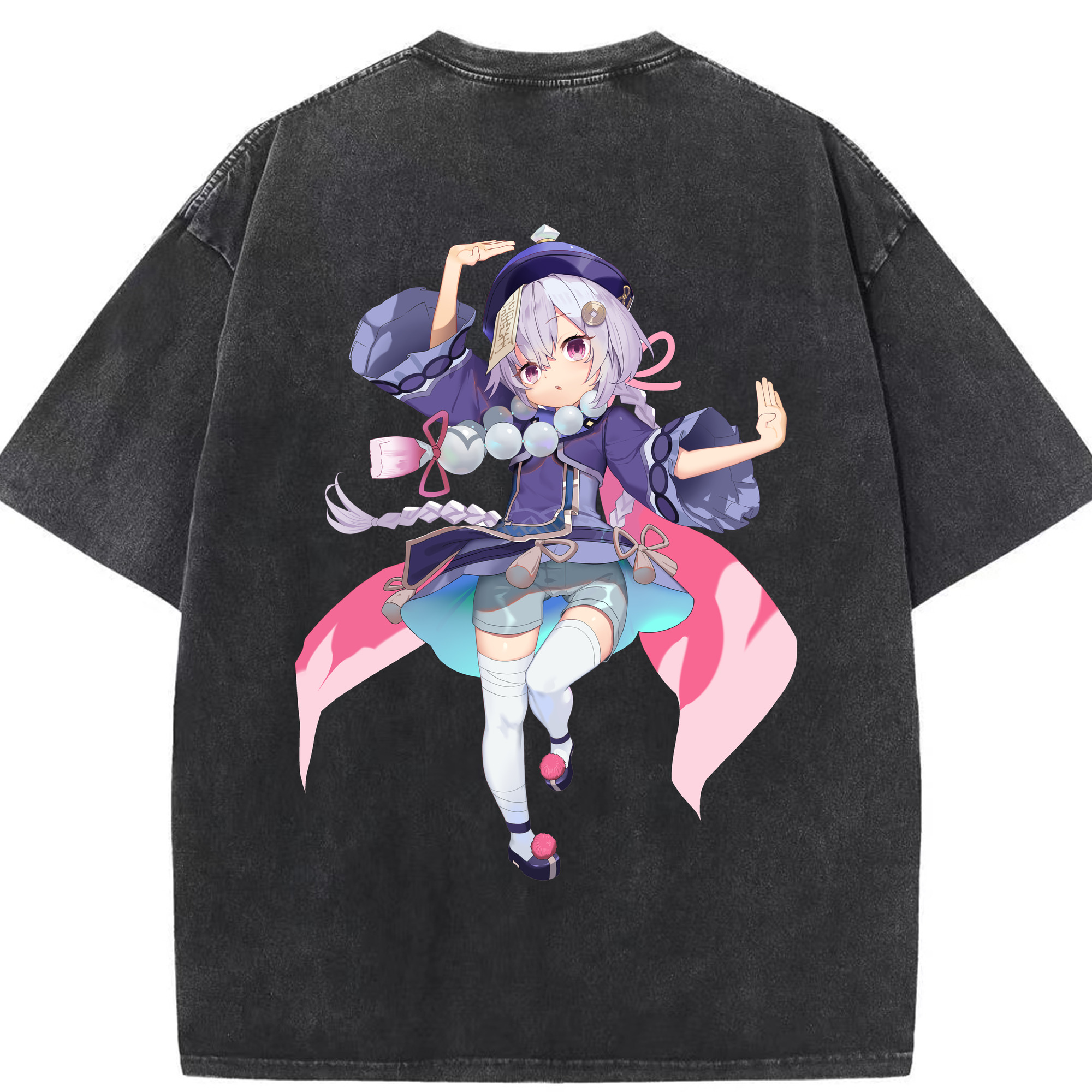 げんし神 七七 なな  genshin Nana 綿100% ヴィンテージ風 半袖Tシャツ（背面プリント）