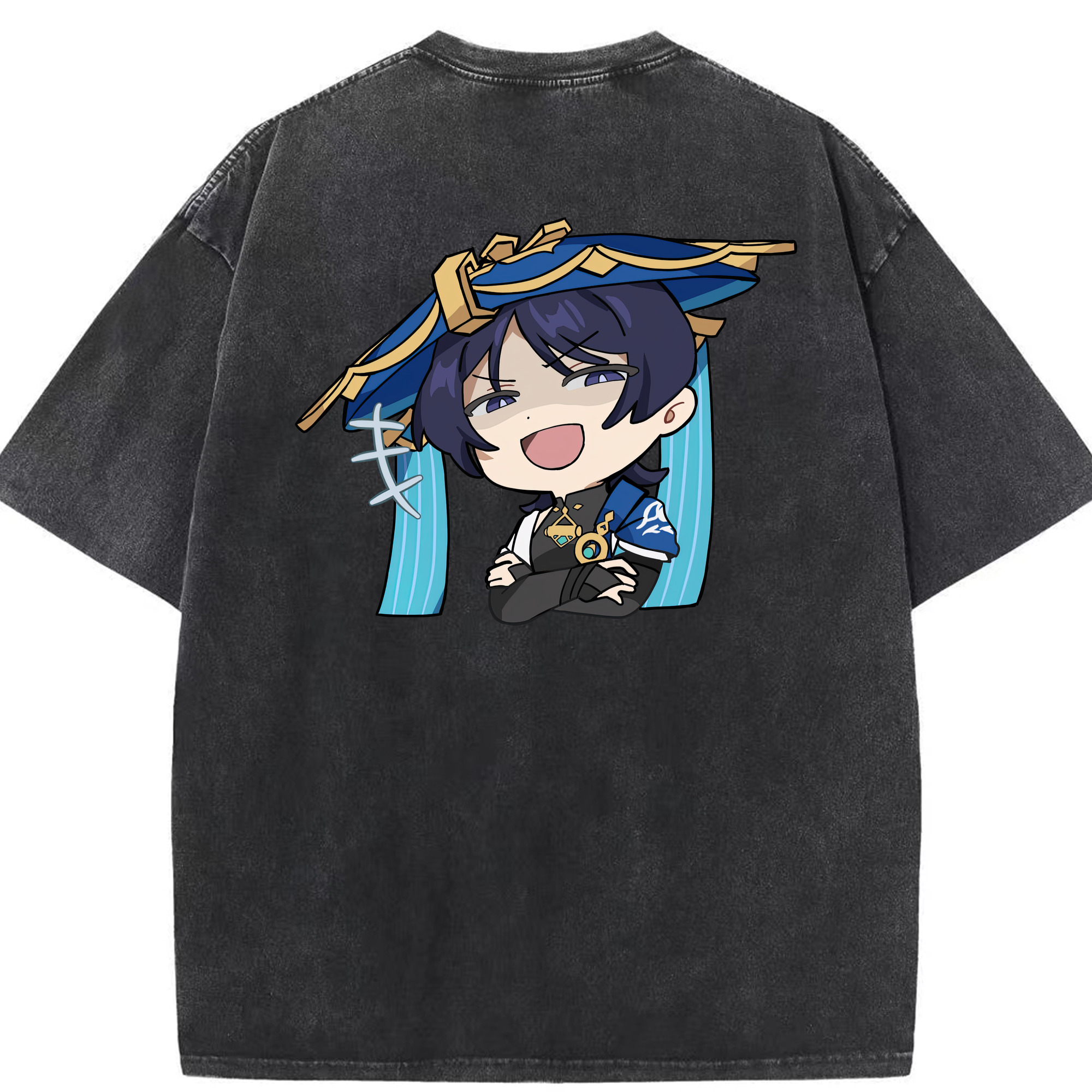 げんし神 さんペい genshin Sanpei 綿100% ヴィンテージ風 半袖Tシャツ（背面プリント）