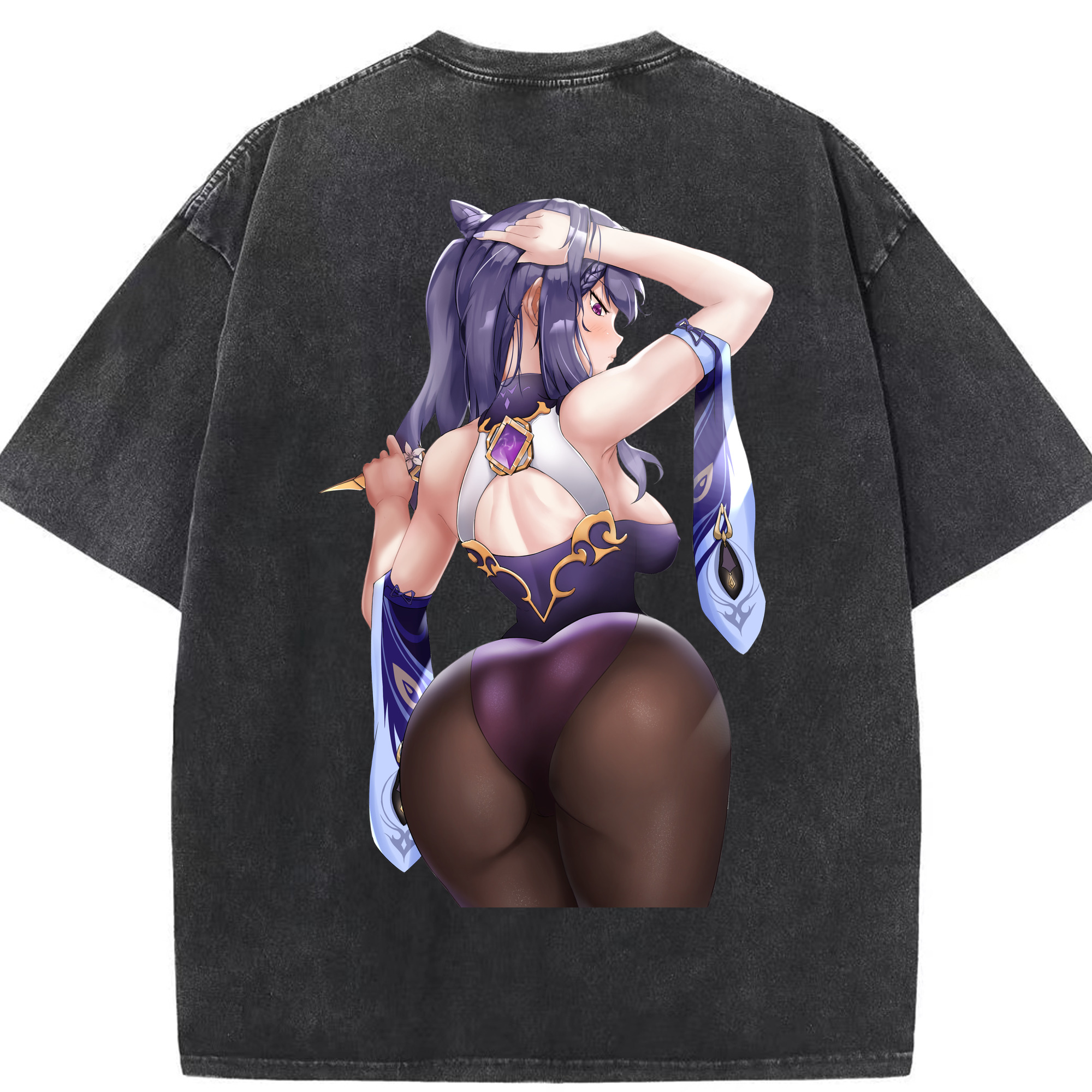げんし神 刻晴 こくせい genshin Kokusei 綿100% ヴィンテージ風 半袖Tシャツ（背面プリント）