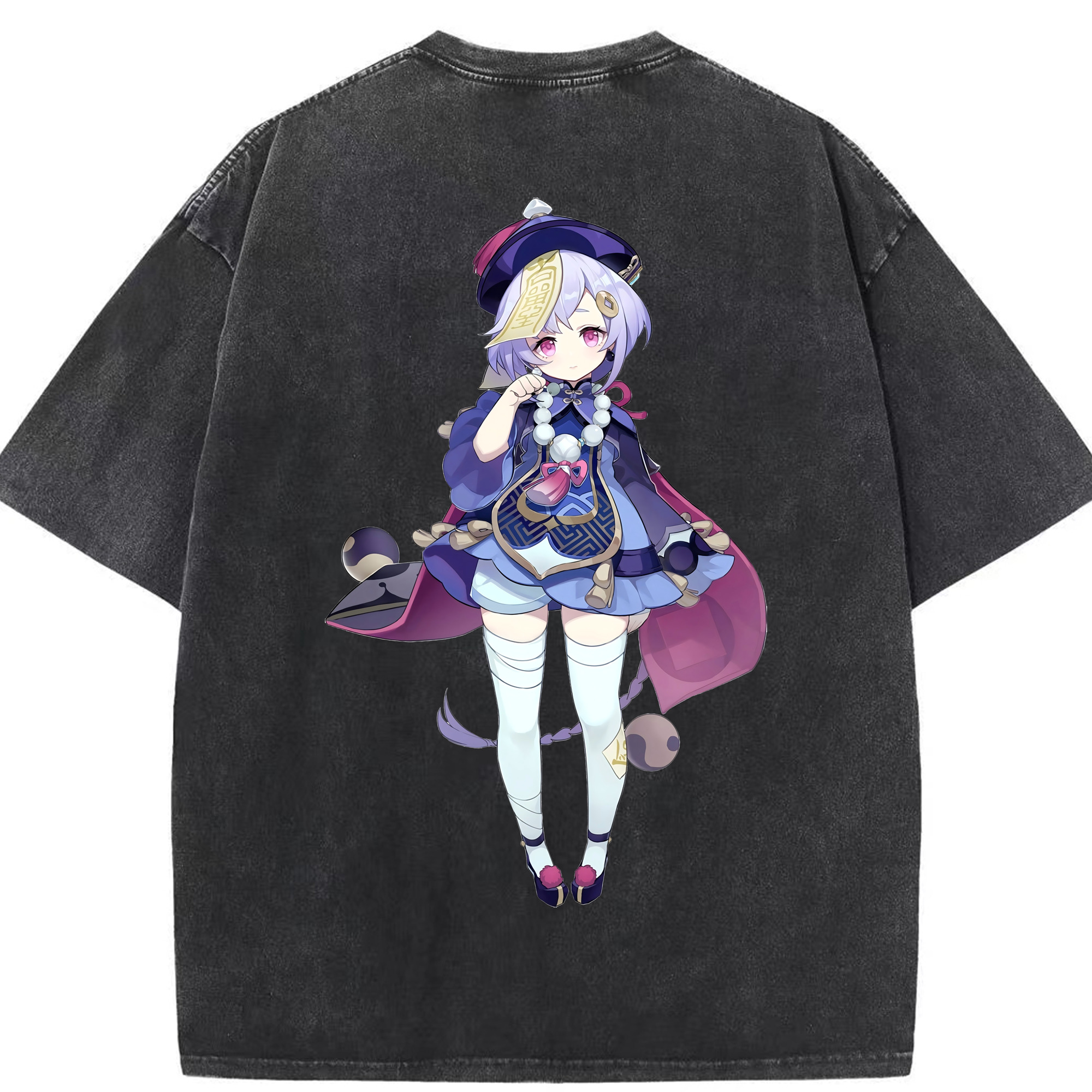 げんし神 七七 なな  genshin Nana 綿100% ヴィンテージ風 半袖Tシャツ（背面プリント）
