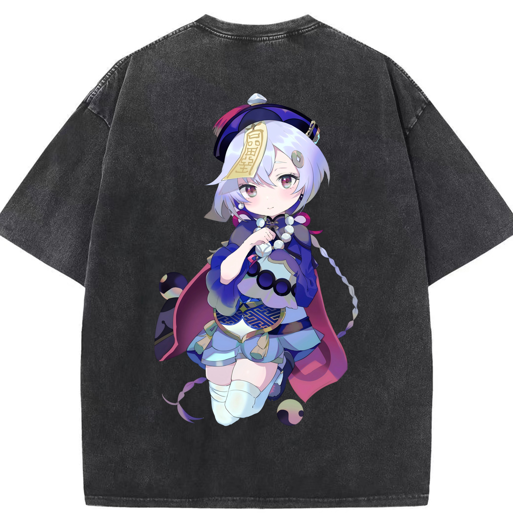 げんし神 七七 なな  genshin Nana 綿100% ヴィンテージ風 半袖Tシャツ（背面プリント）