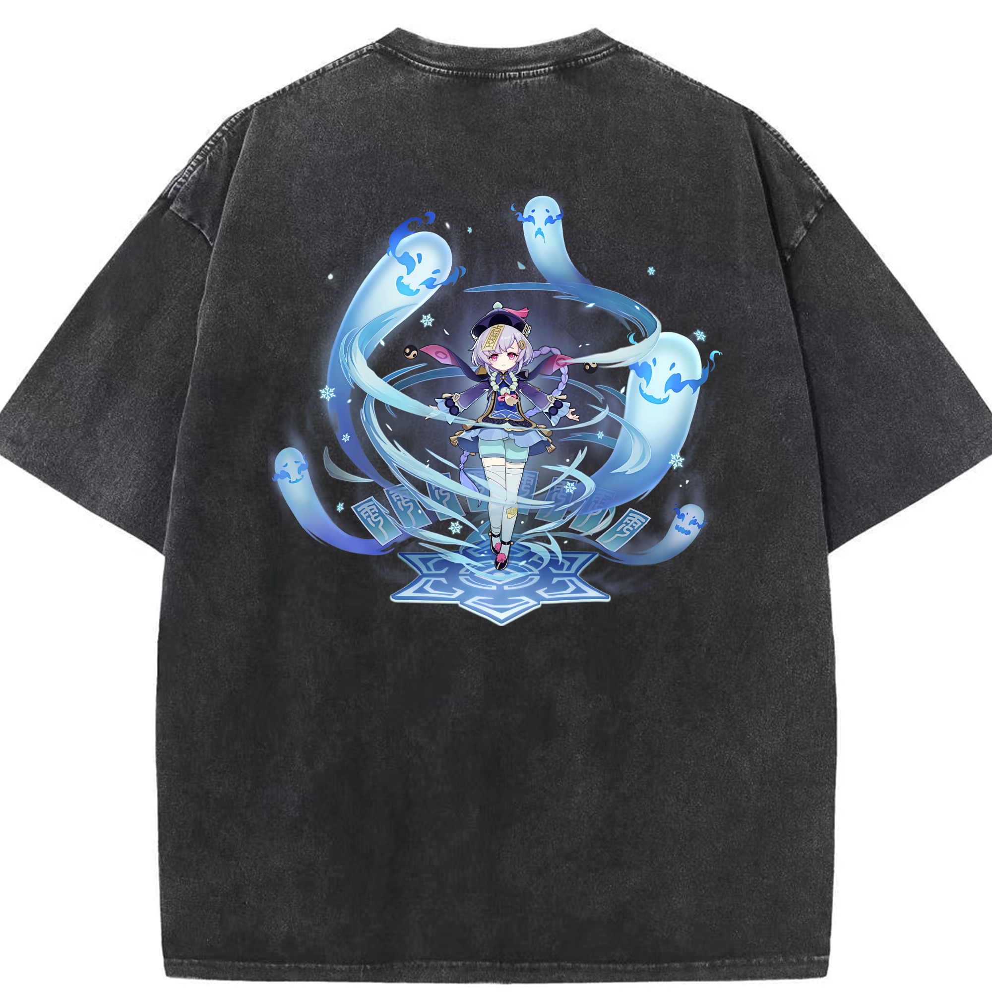 げんし神 七七 なな  genshin Nana 綿100% ヴィンテージ風 半袖Tシャツ（背面プリント）