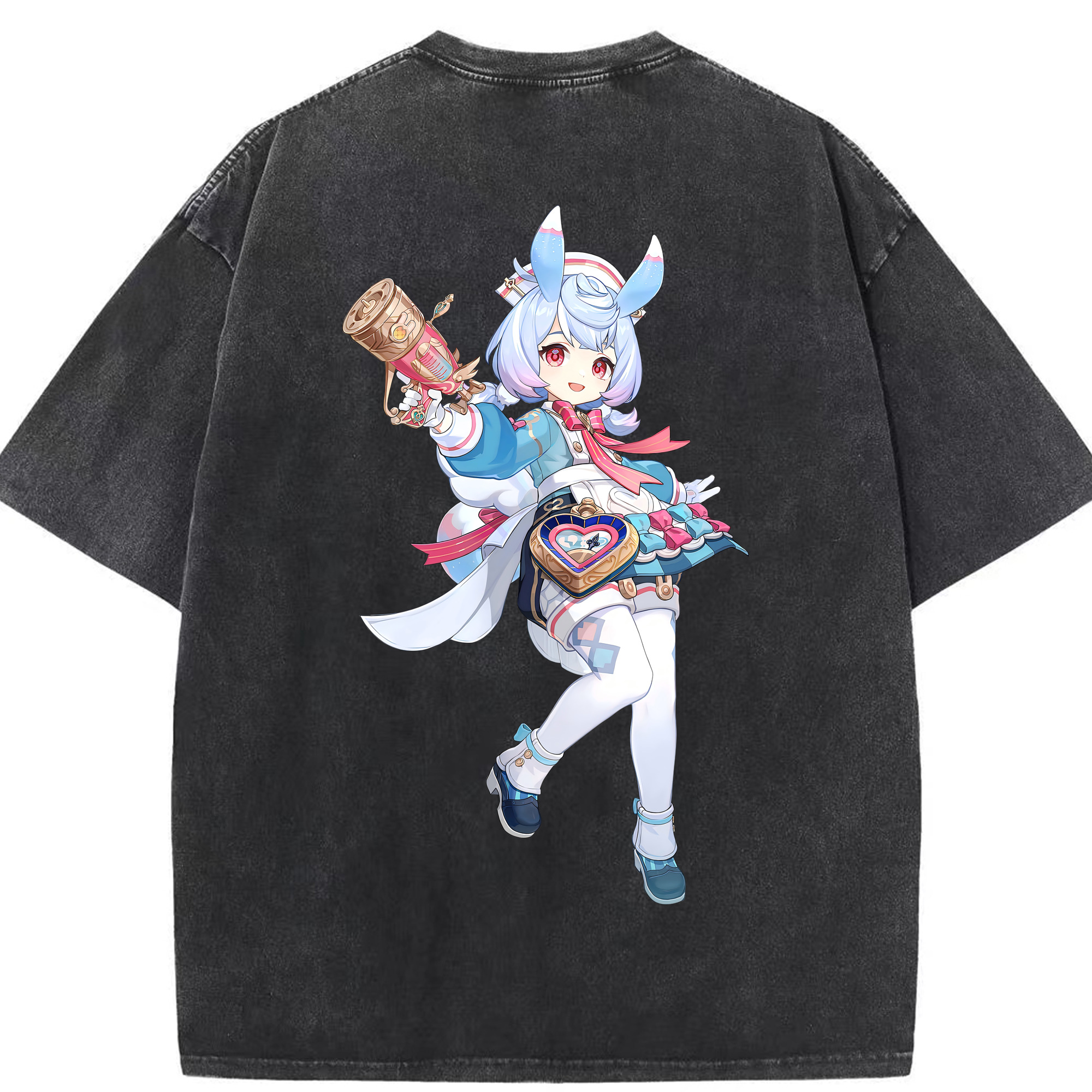 げんし神 シゲウィン genshin Shigewin 綿100% ヴィンテージ風 半袖Tシャツ（背面プリント）