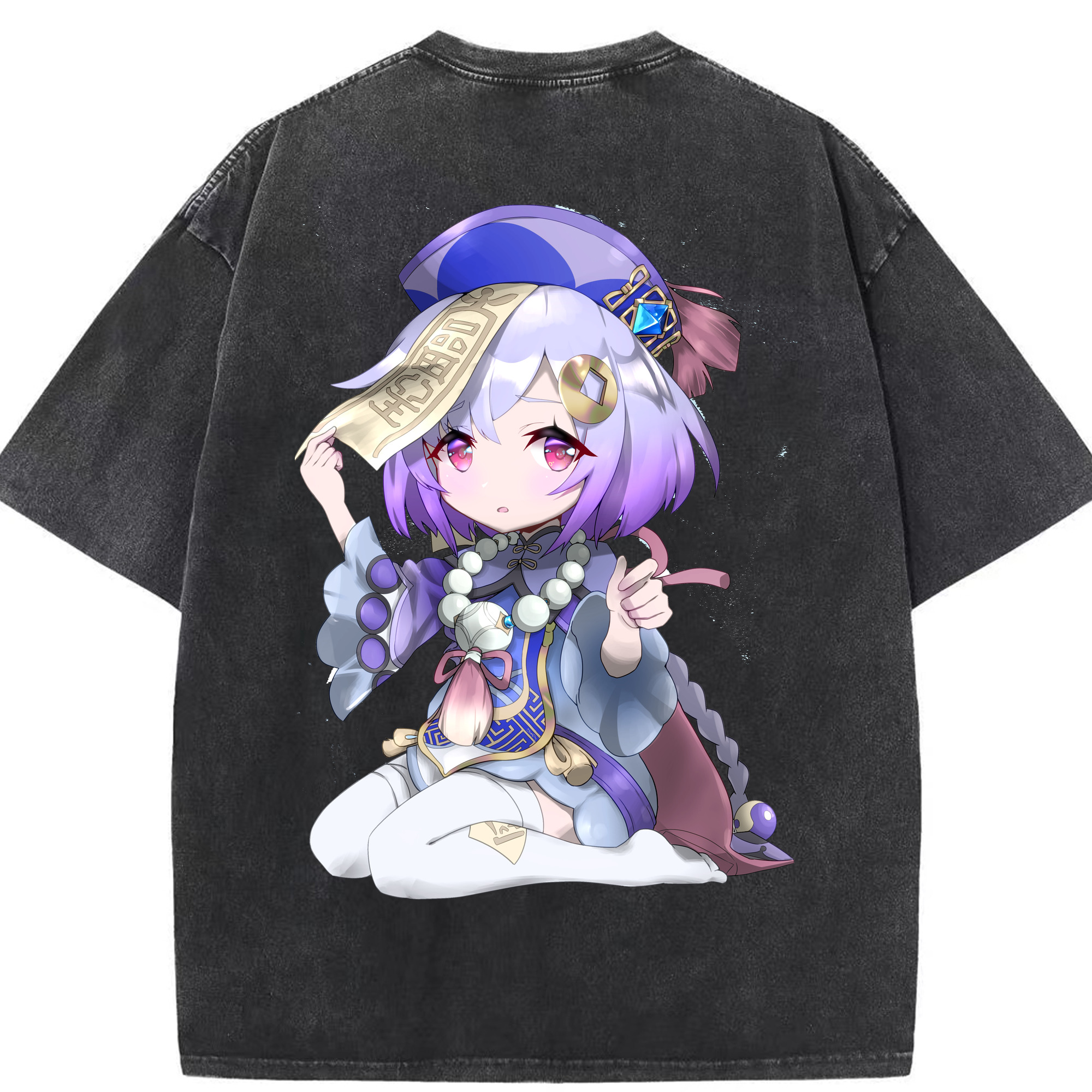 げんし神 七七 なな  genshin Nana 綿100% ヴィンテージ風 半袖Tシャツ（背面プリント）