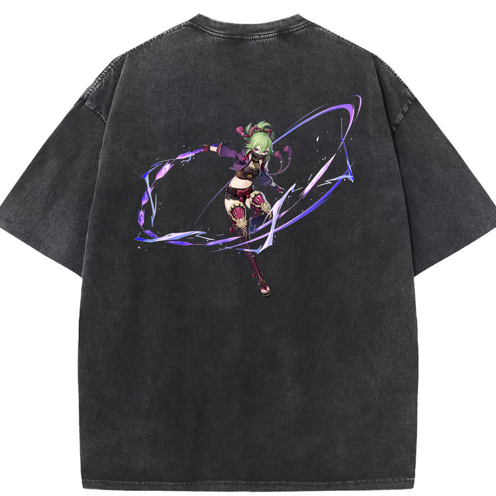 げんし神  久岐忍 くき しのぶ genshin Kuki Shinobu 綿100% ヴィンテージ風 半袖Tシャツ（背面プリント）