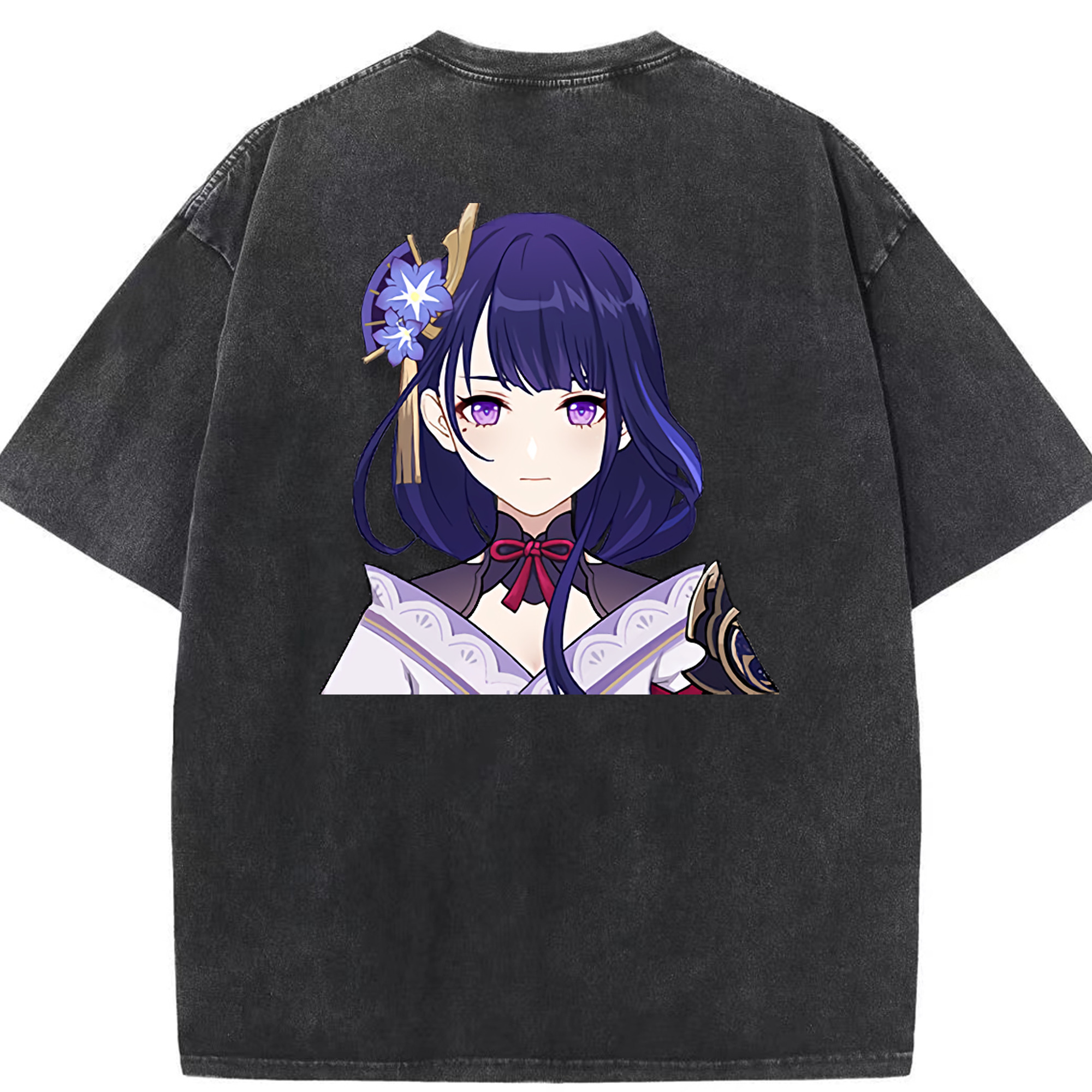 げんし神 雷電将軍 らいでんしょうぐん genshin Raiden Shogun 綿100% ヴィンテージ風 半袖Tシャツ（背面プリント）