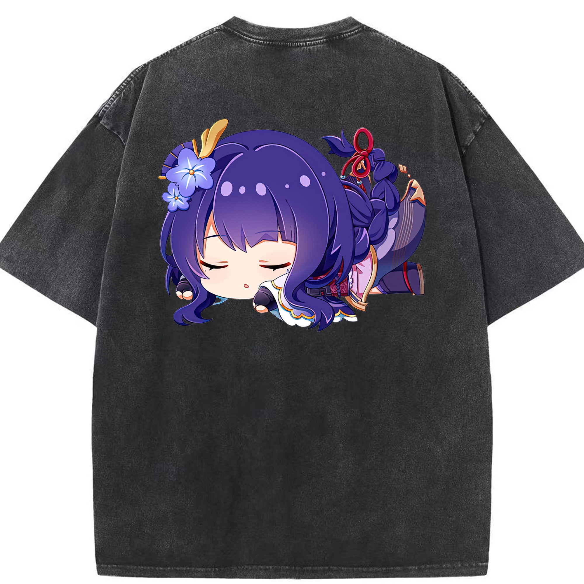 げんし神 雷電将軍 らいでんしょうぐん genshin Raiden Shogun 綿100% ヴィンテージ風 半袖Tシャツ（背面プリント）
