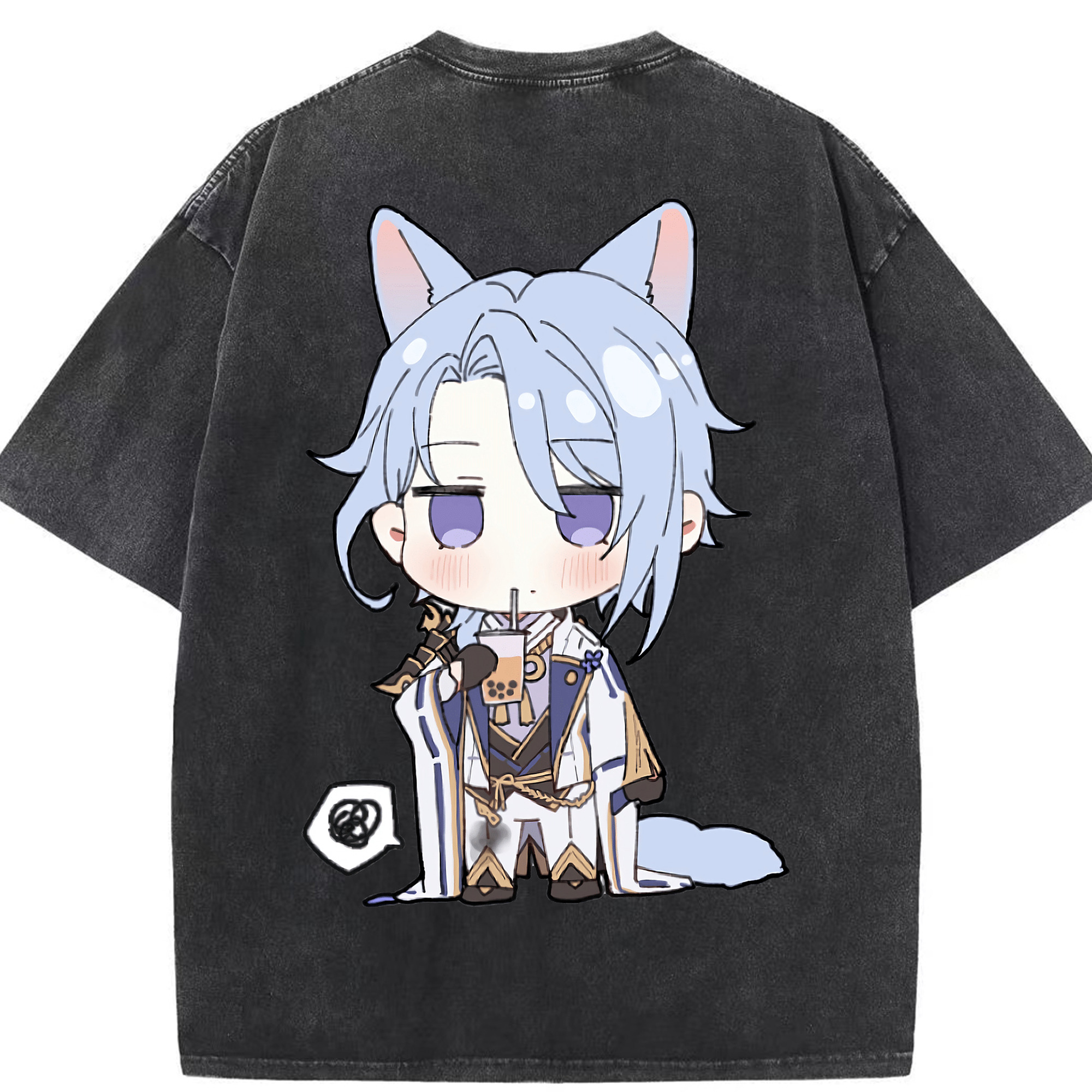 げんし神 神里綾人 かみさとあやと genshin Kamisato Ayato 綿100% ヴィンテージ風 半袖Tシャツ（背面プリント）