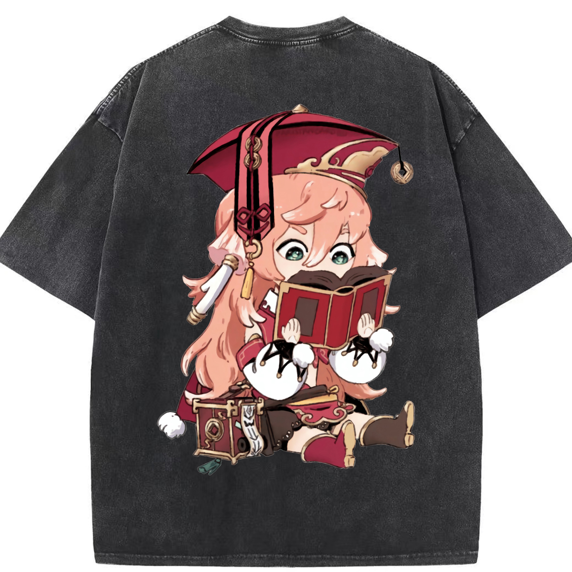 げんし神 ヤンフェイ genshin Yanfei 綿100% ヴィンテージ風 半袖Tシャツ（背面プリント）